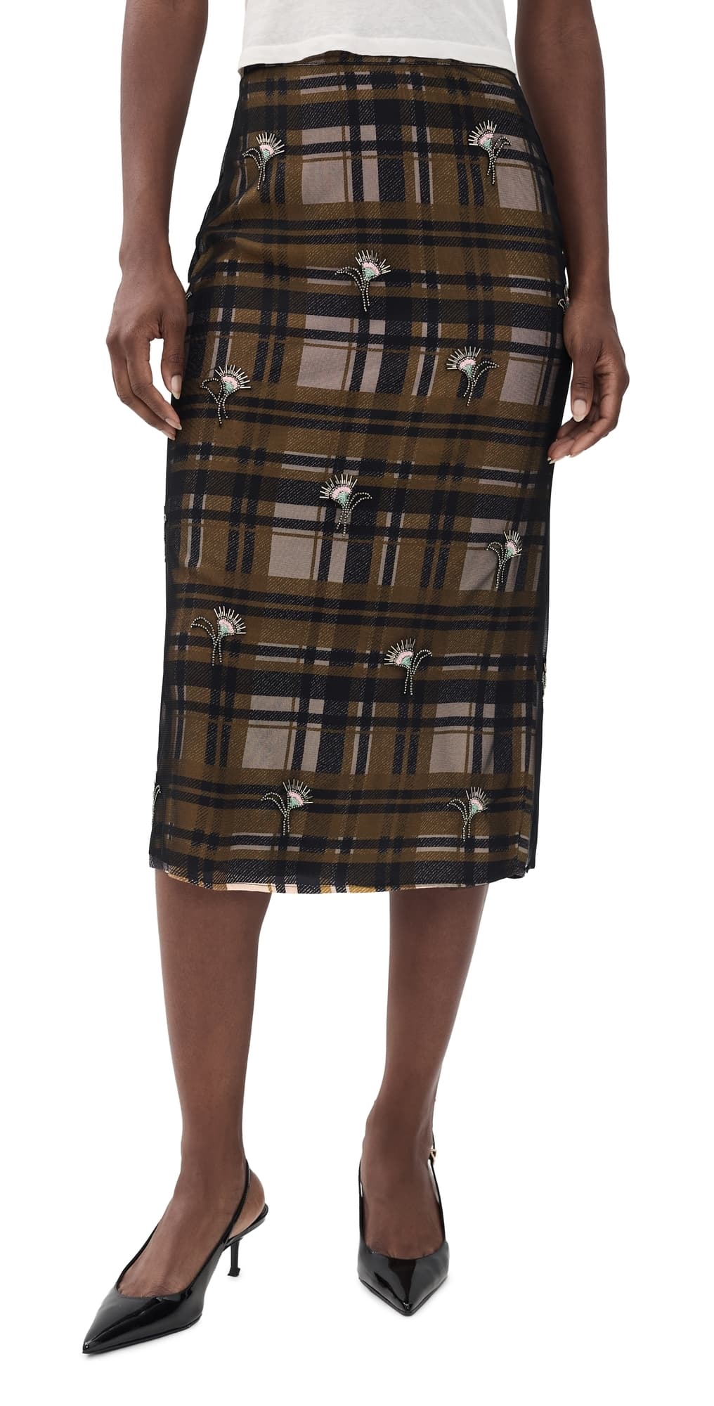 ESSENTIEL ANTWERP Kate Embellished Mesh Skirt Combo1 Black