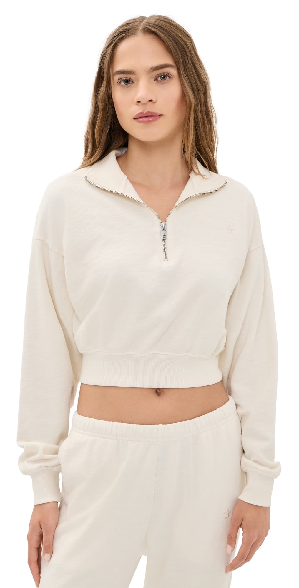 Éterne Cropped Half-Zip Sweatshirt Bone