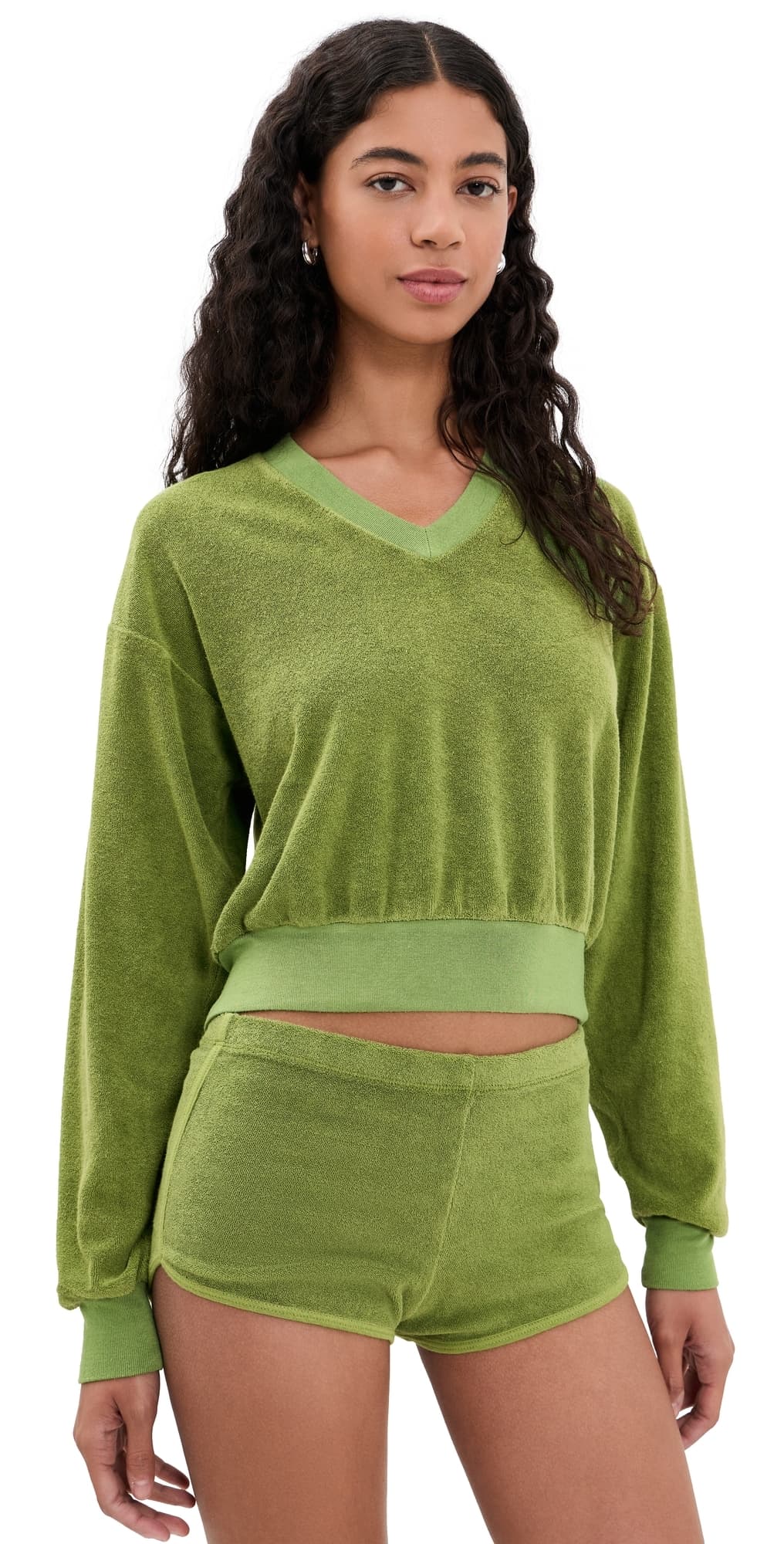 Éterne Cropped V Neck Sweatshirt Fern