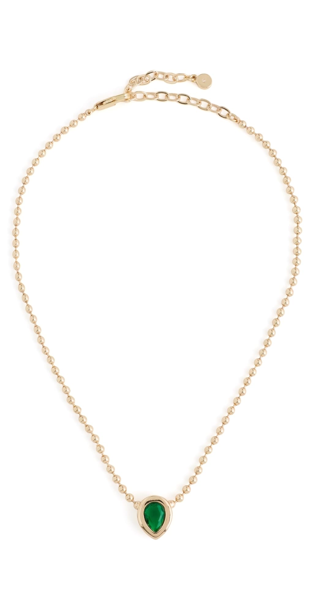 Ettika Teardrop Bezel Ball Chain Necklace Green