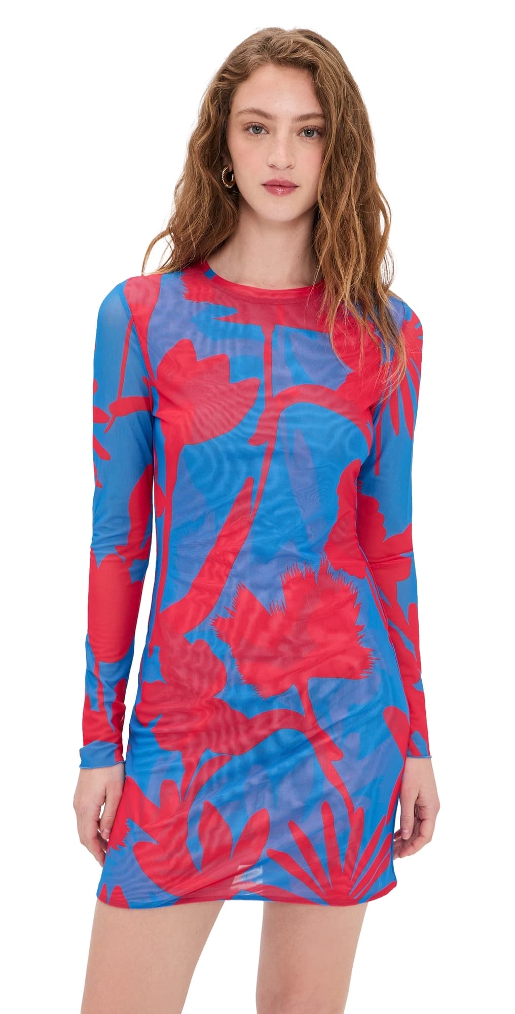 Eywasouls Malibu Scarlet Mini Mesh Dress Radiant Flora