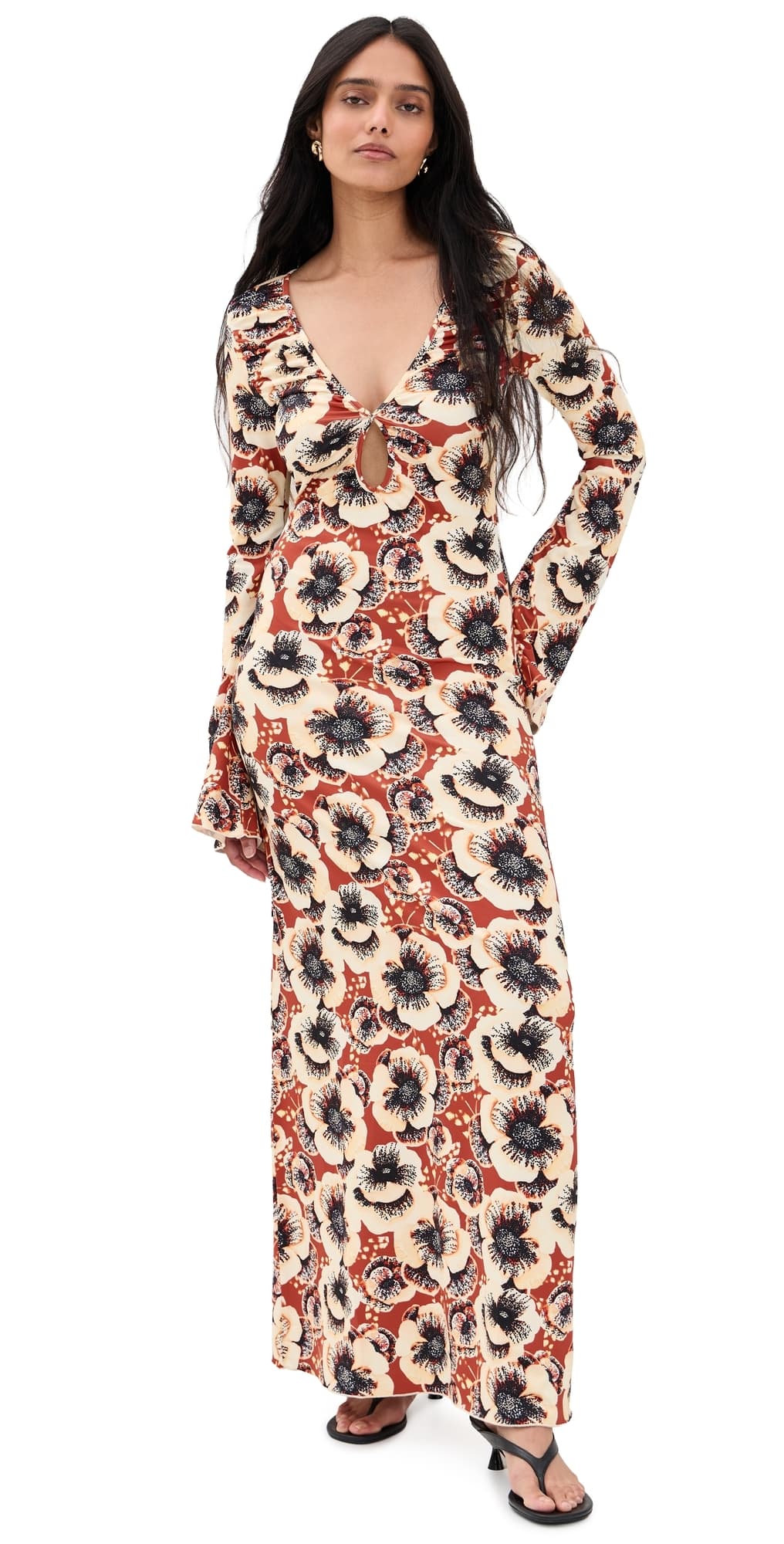 Eywasouls Malibu Diana Bell Maxi Dress Amber Poppy