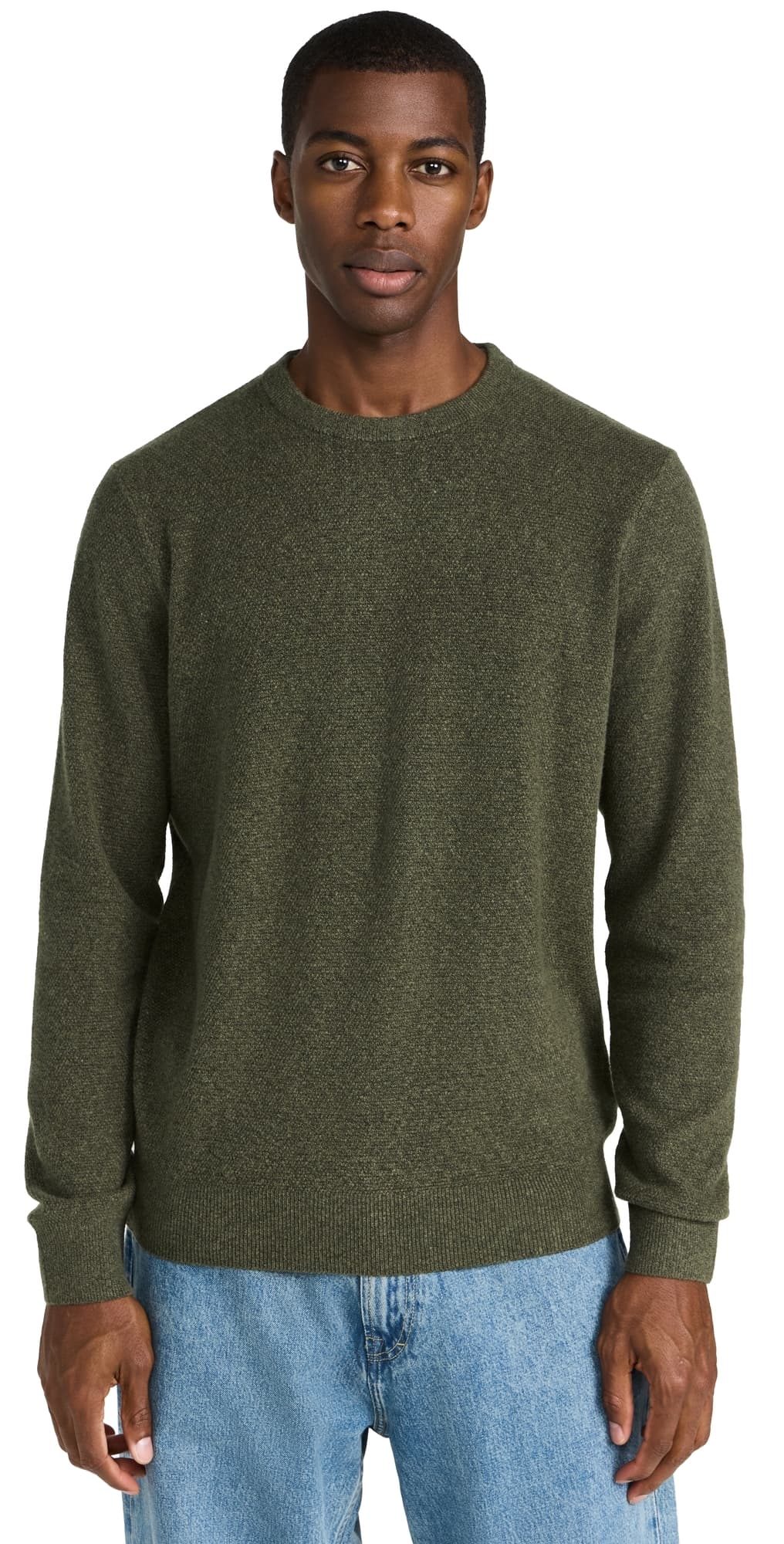 Faherty Jackson Crew Sweater Olive Heather