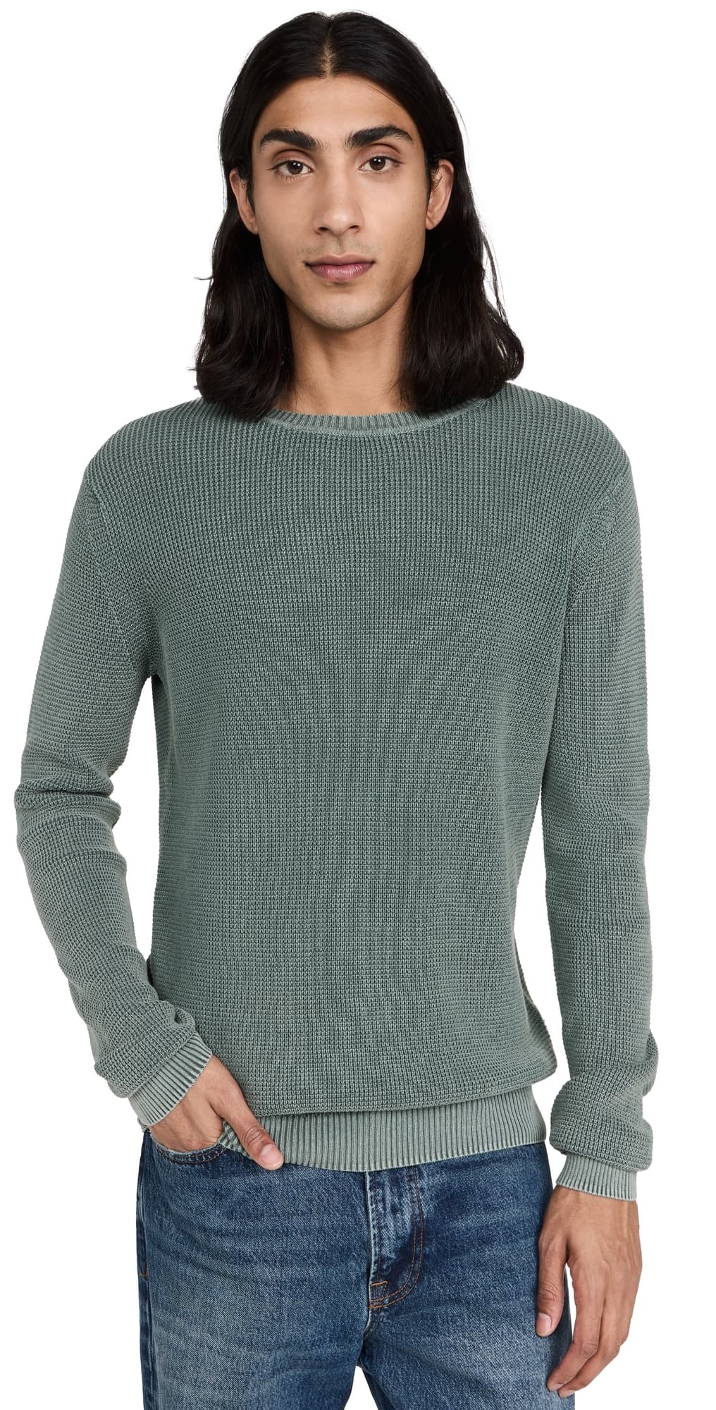 Faherty Sunwashed Crew Neck Sweater Mountain Olive