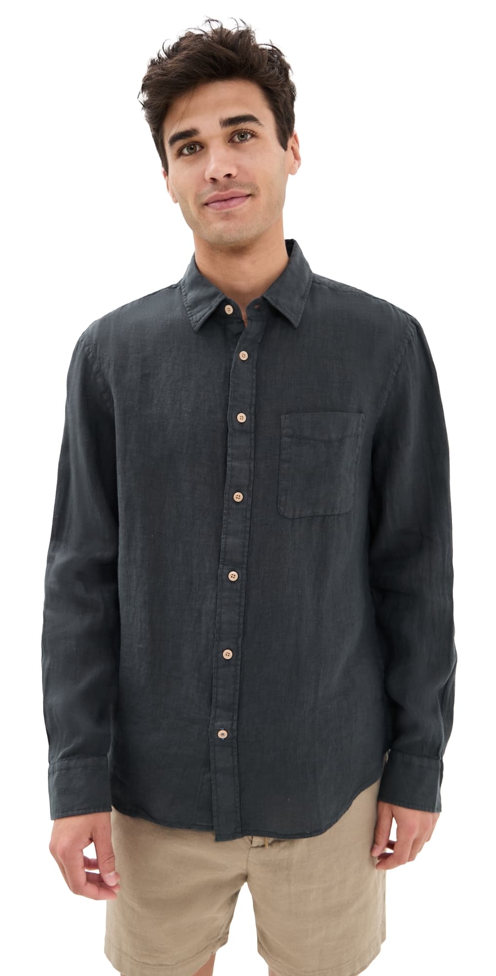 Faherty Laguna Linen Shirt Washed Black