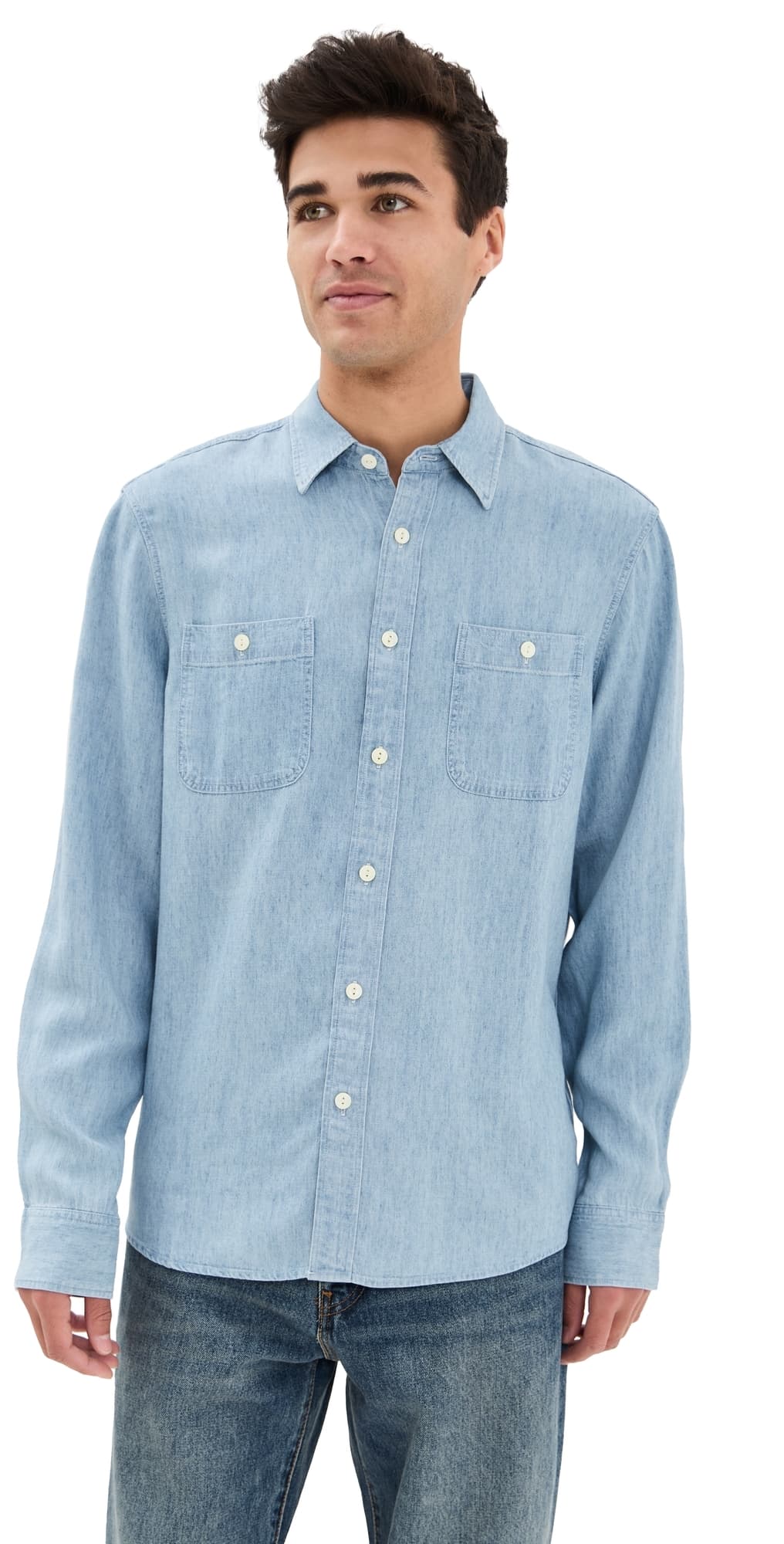 Faherty Tried and True Chambray Workshirt Vintage Indigo