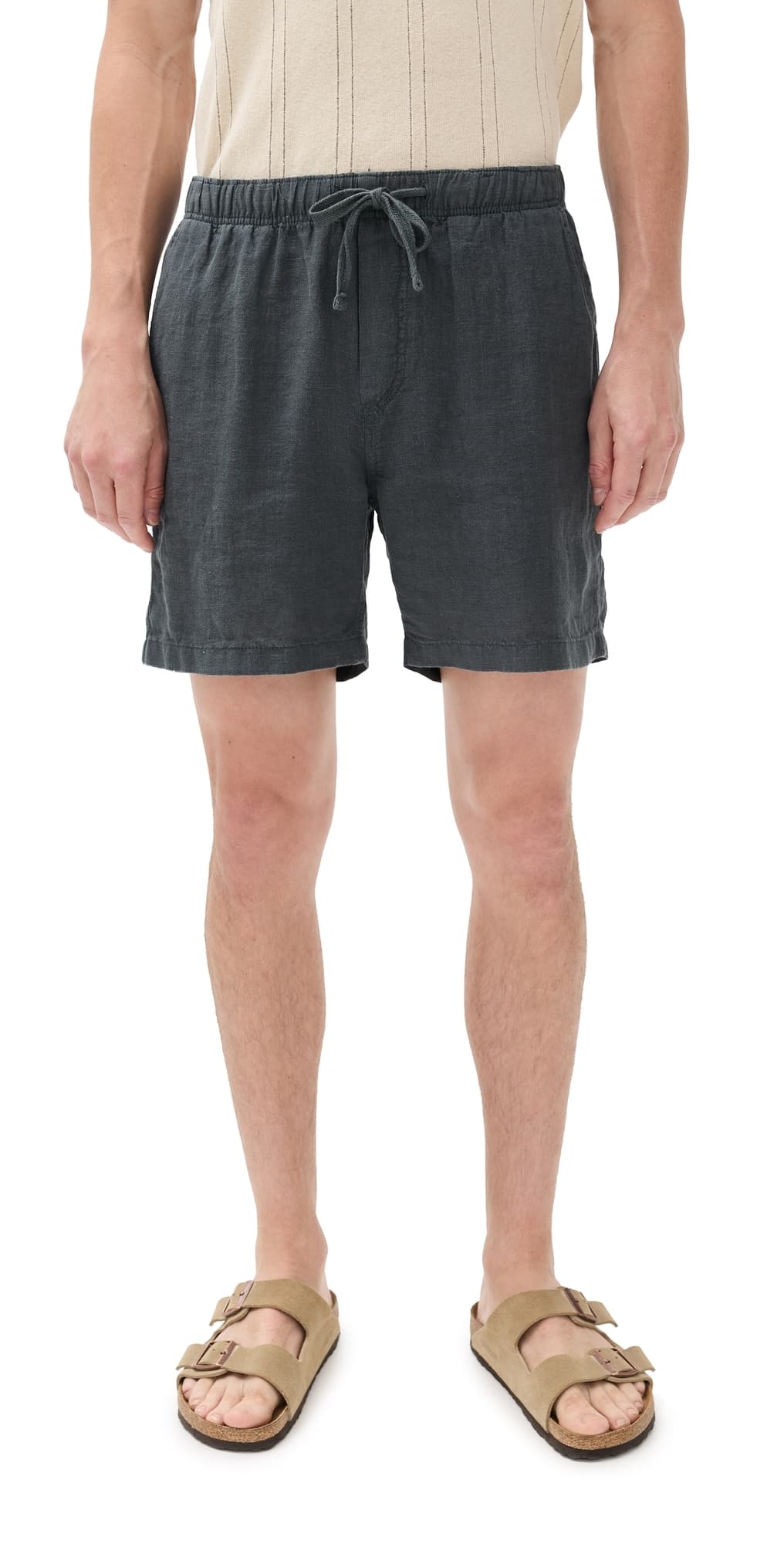 Faherty Essential Linen Shorts 6 Washed Black