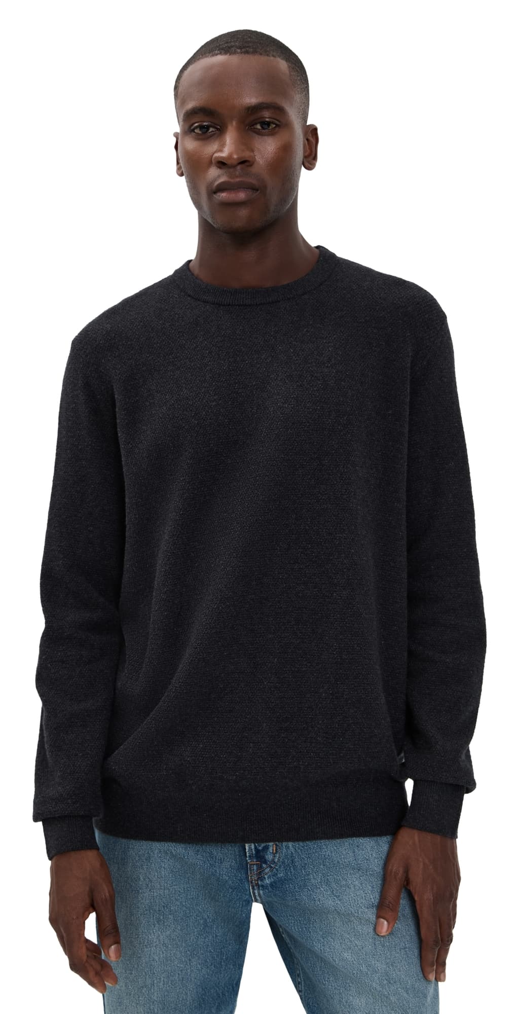 Faherty Jackson Crew Sweater Wolf Black Heather