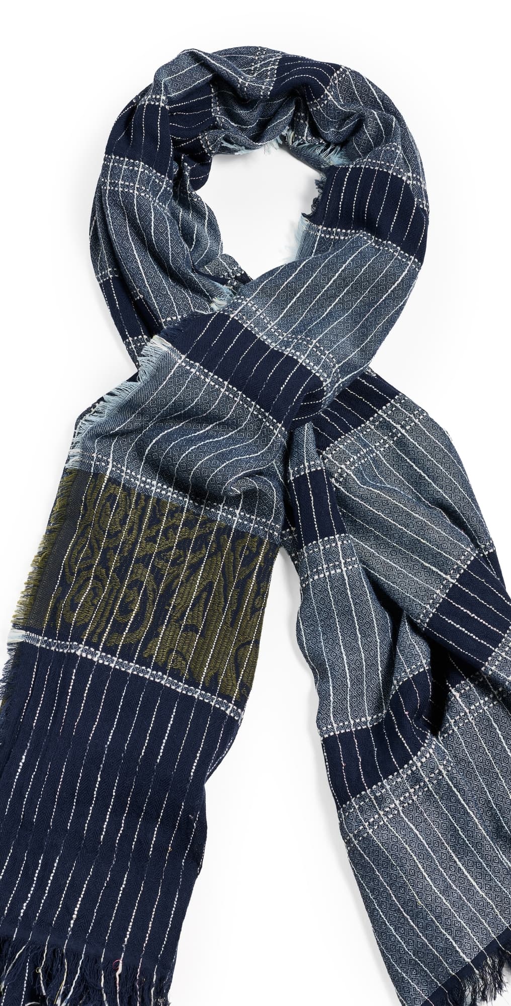 Faherty Bold Pin Stripe Oblong Scarf Total Eclipse Multi