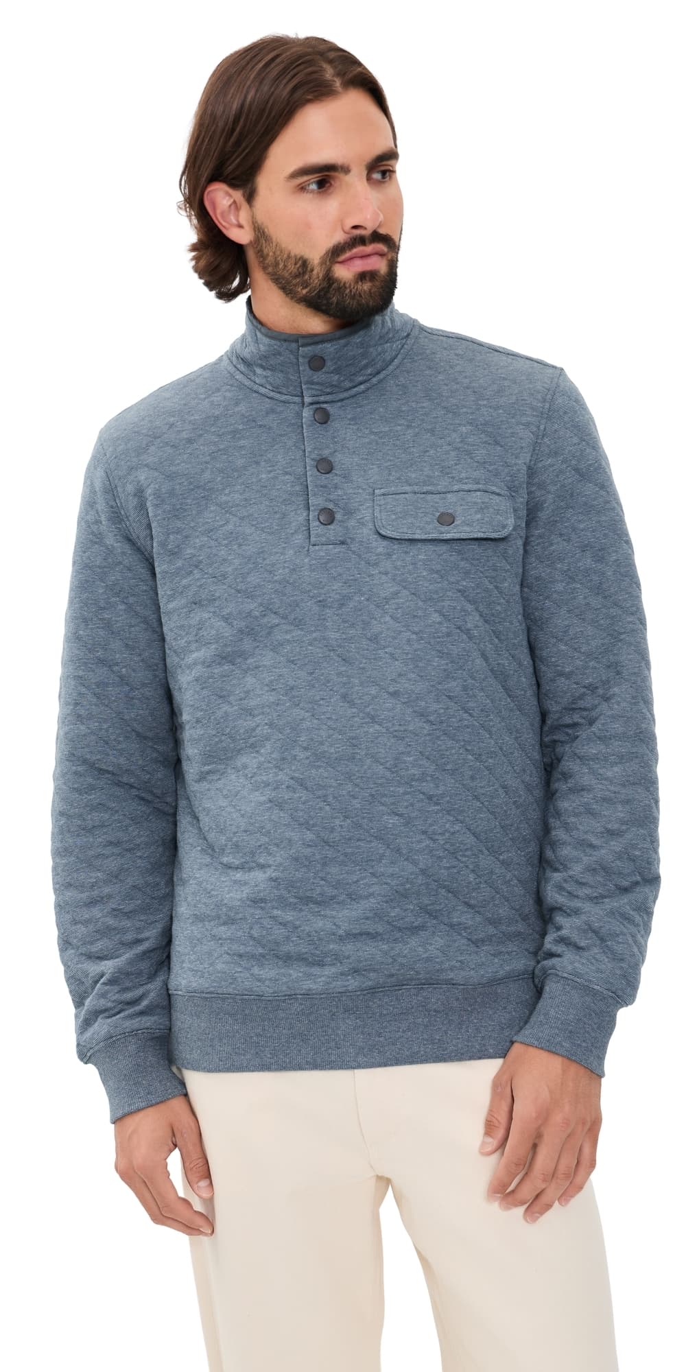 Faherty Epic Quilted Pullover Crystal Creek Heather