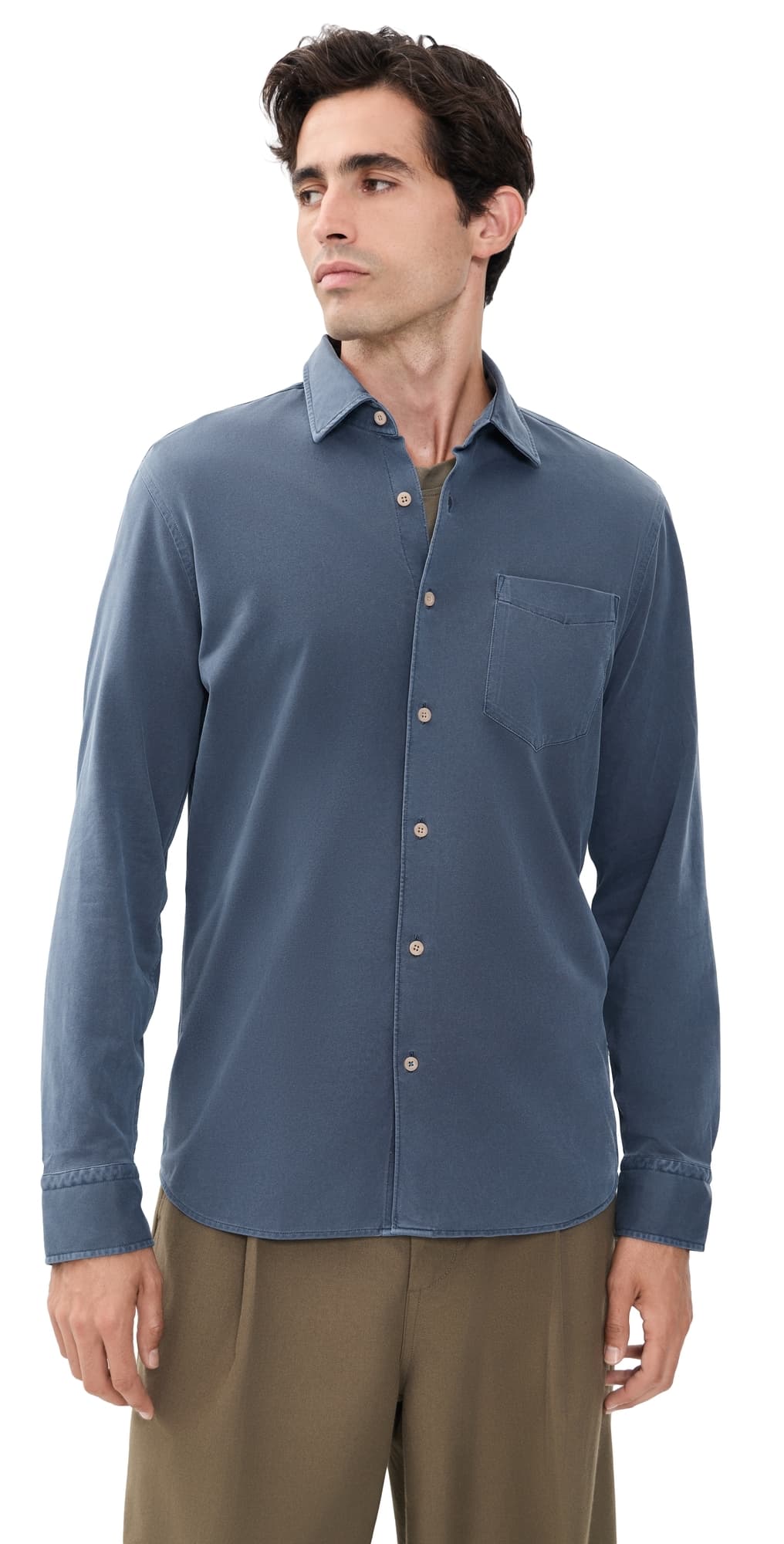 Faherty Costa Pique Shirt Abyss Navy
