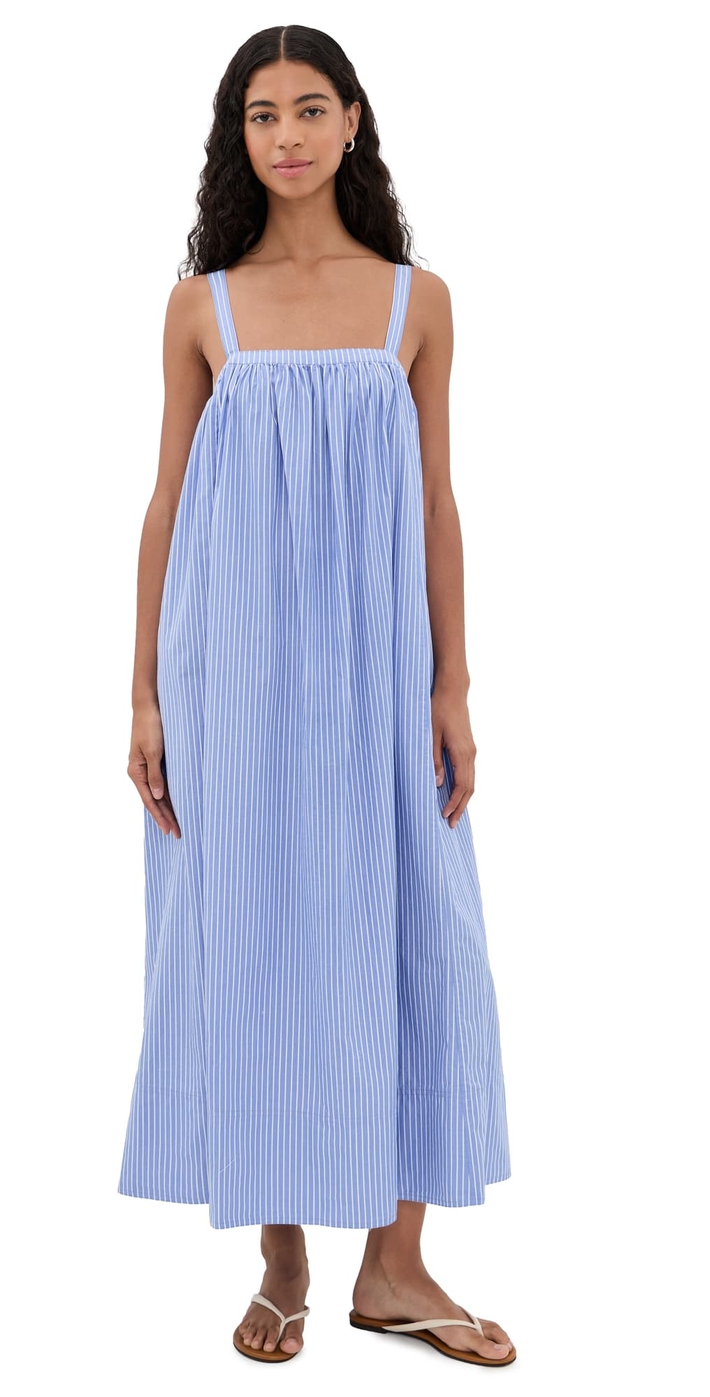 Faherty Coastal Poplin Emmy Dress Deepwater Stripe