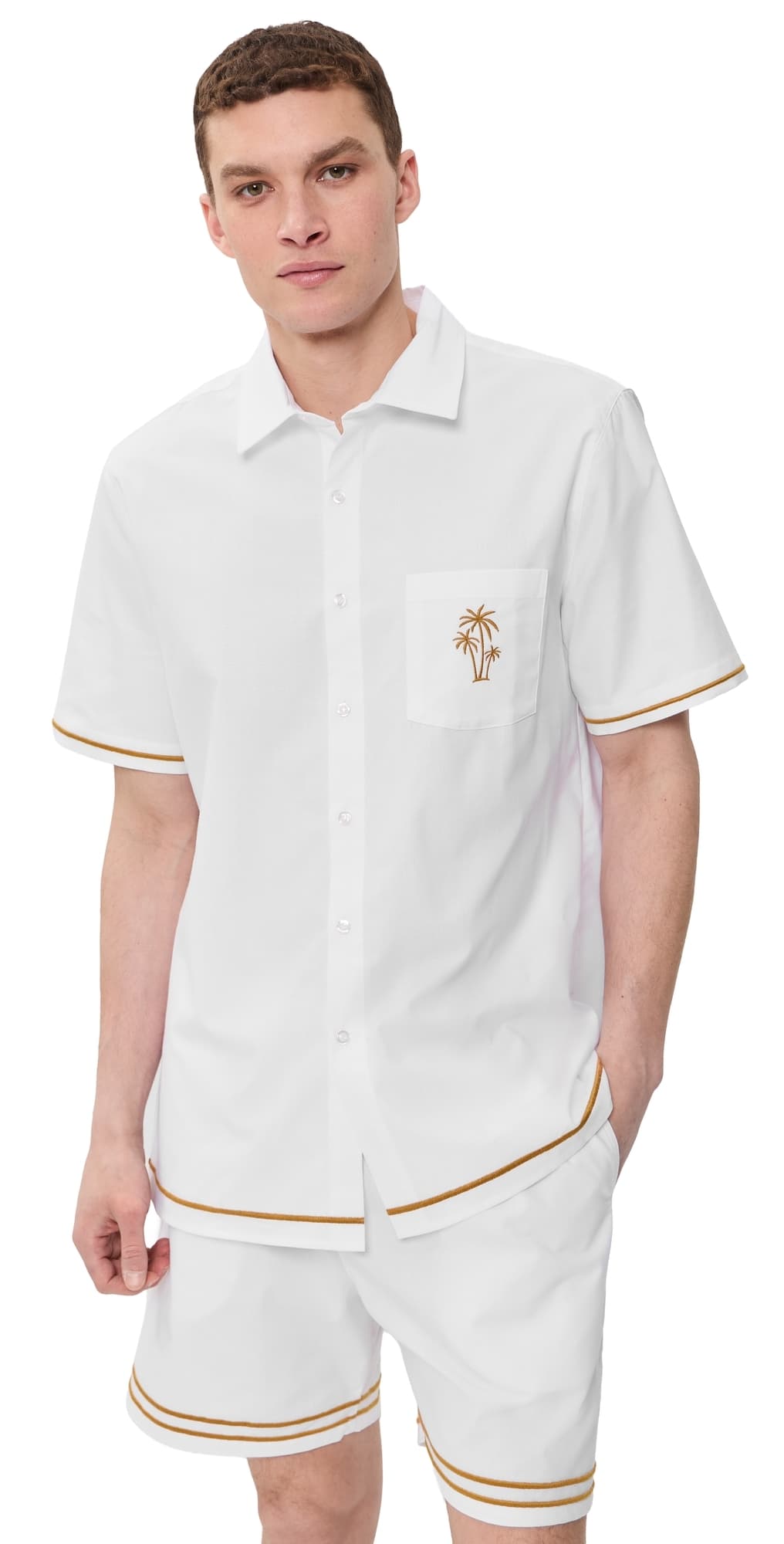 Fanm Mon Efe Embroidered Linen Camp Shirt White