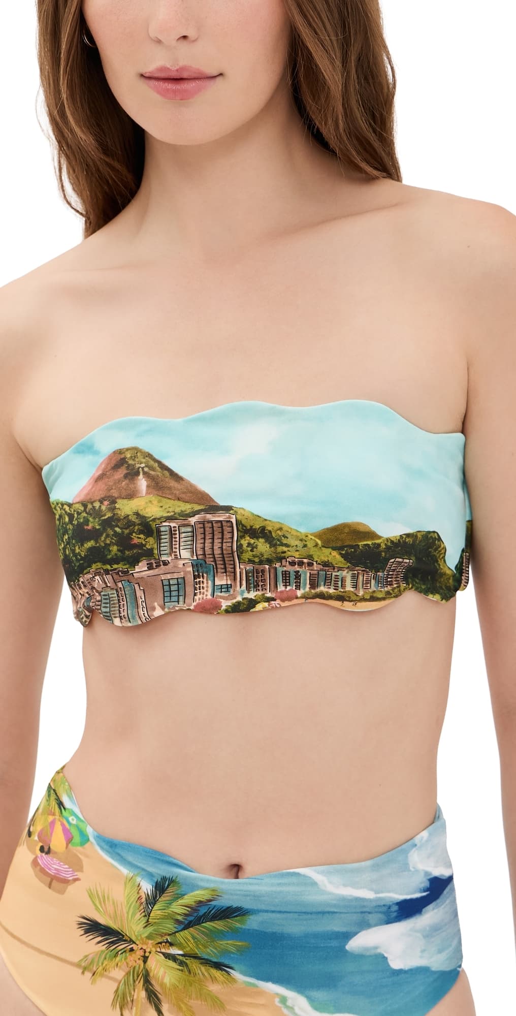 FARM Rio Copacabana Beach Bandeau Bikini Top Copacabana Beach Multi