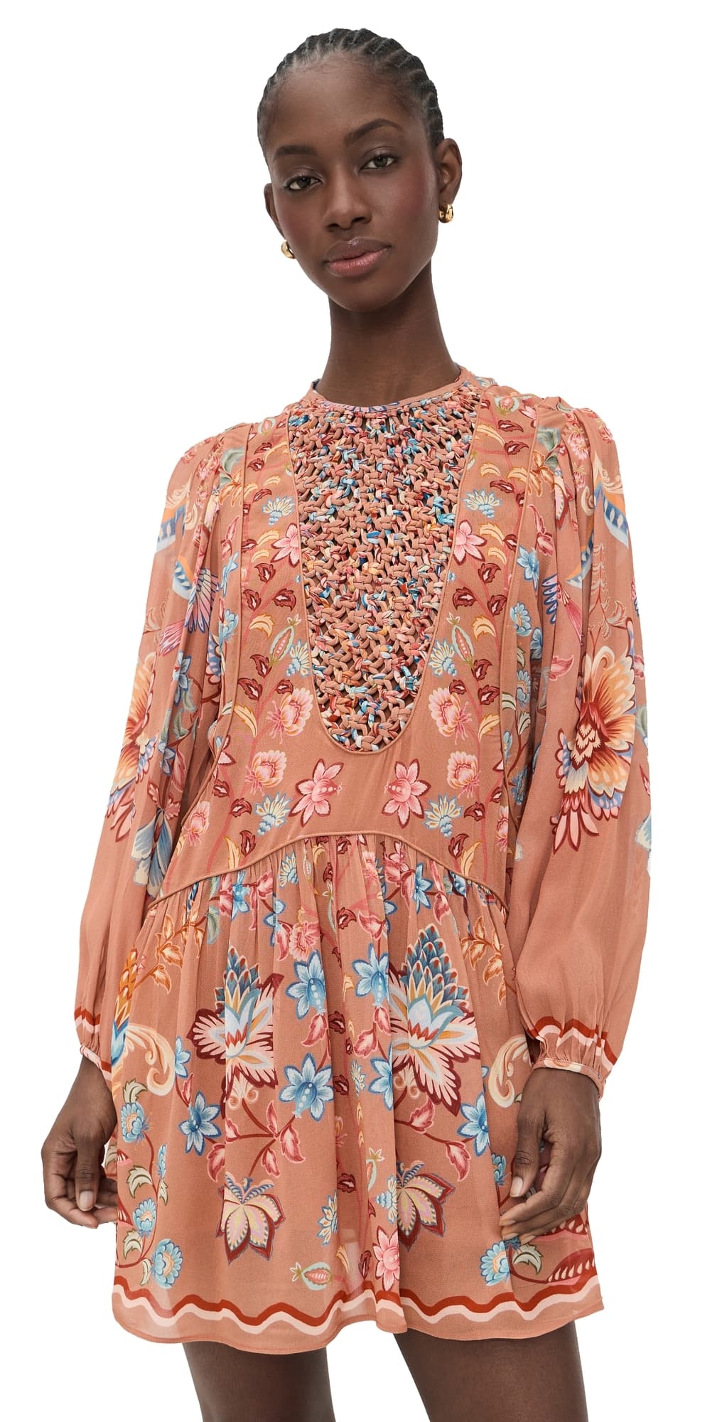 FARM Rio Mocha Lace Dress Boho Enhance Mocha