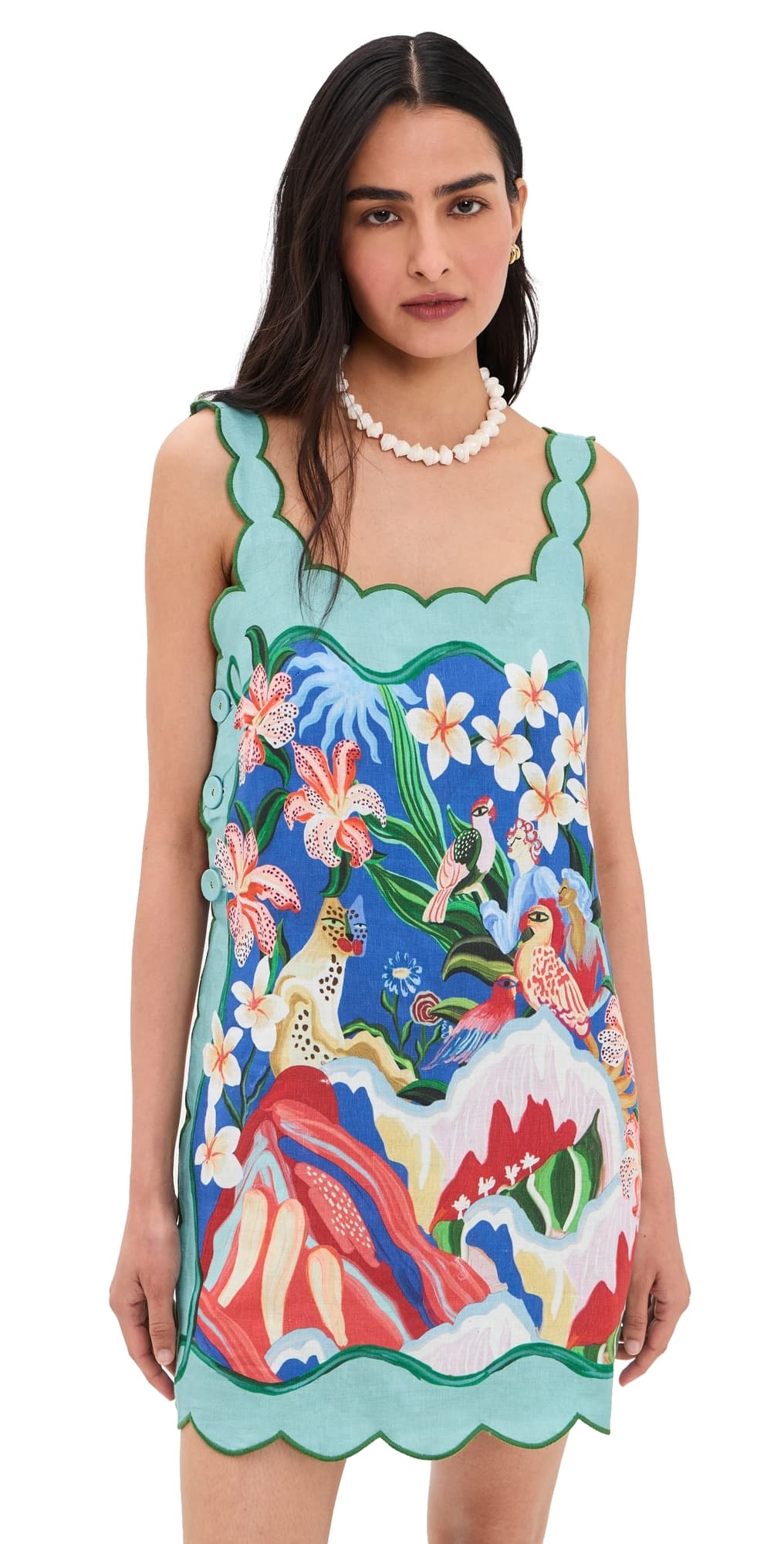 FARM Rio Painted Linen Mini Dress Garden Of Life Scarf Multi