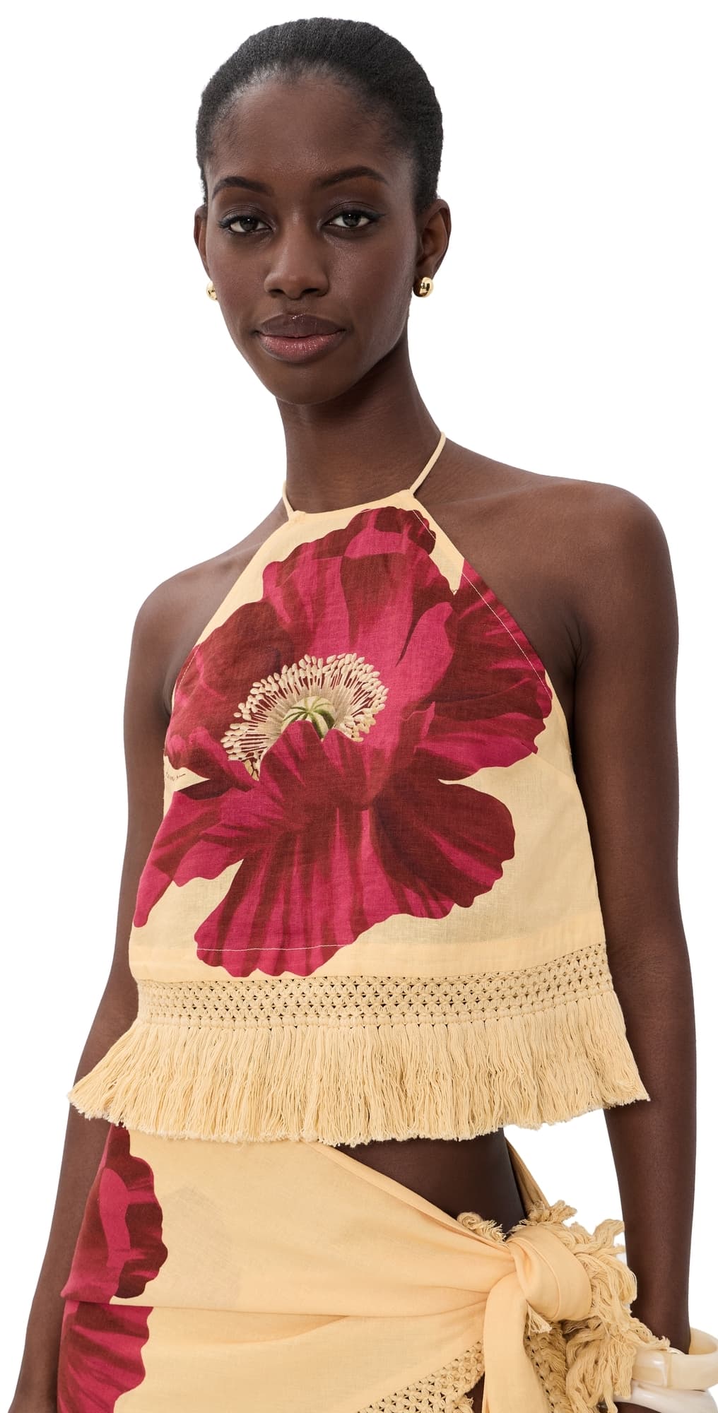 FARM Rio Fringe Blouse Poppy Flowers