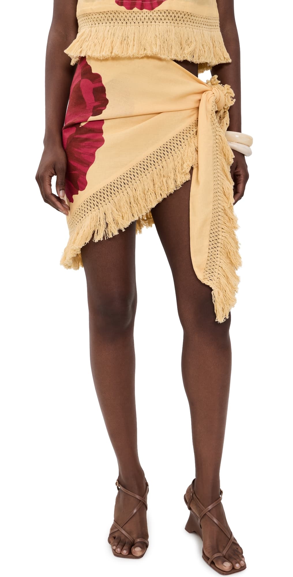 FARM Rio Fringe Skirt Poppy Flowers