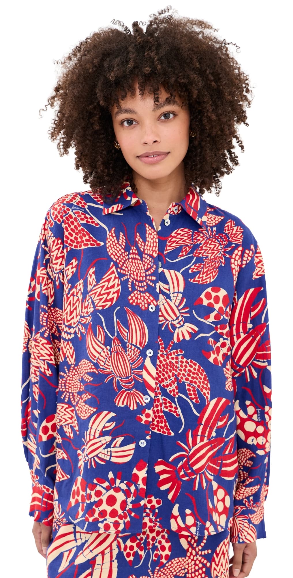 FARM Rio Lobster Button Down Shirt Red/Blue