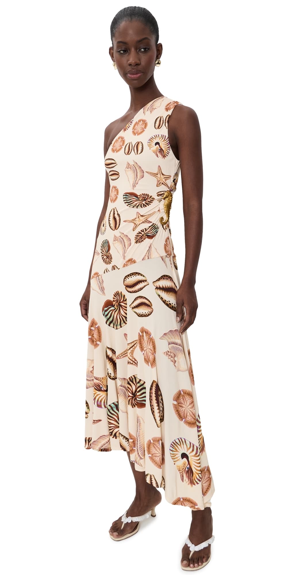 FARM Rio Marine Shells One Shoulder Maxi Dress Marine Shells Sand