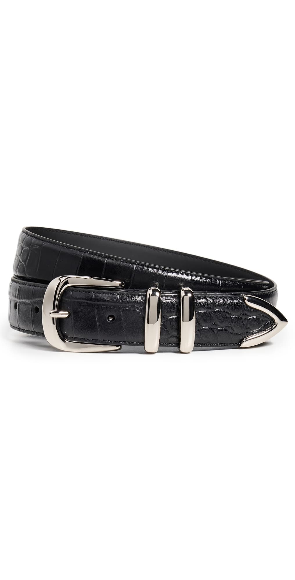 Favorite Daughter The Jordan Croc Embossed Belt Black/Nickel