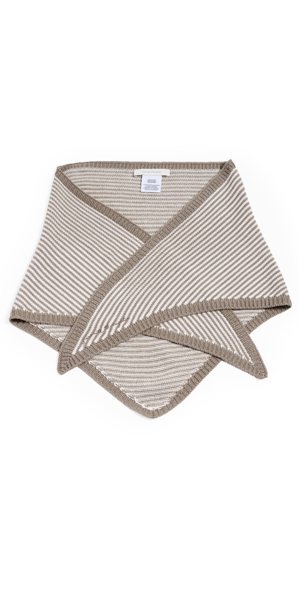 Favorite Daughter The Stripe Knitted Triangle Scarf soft taupe stripe
