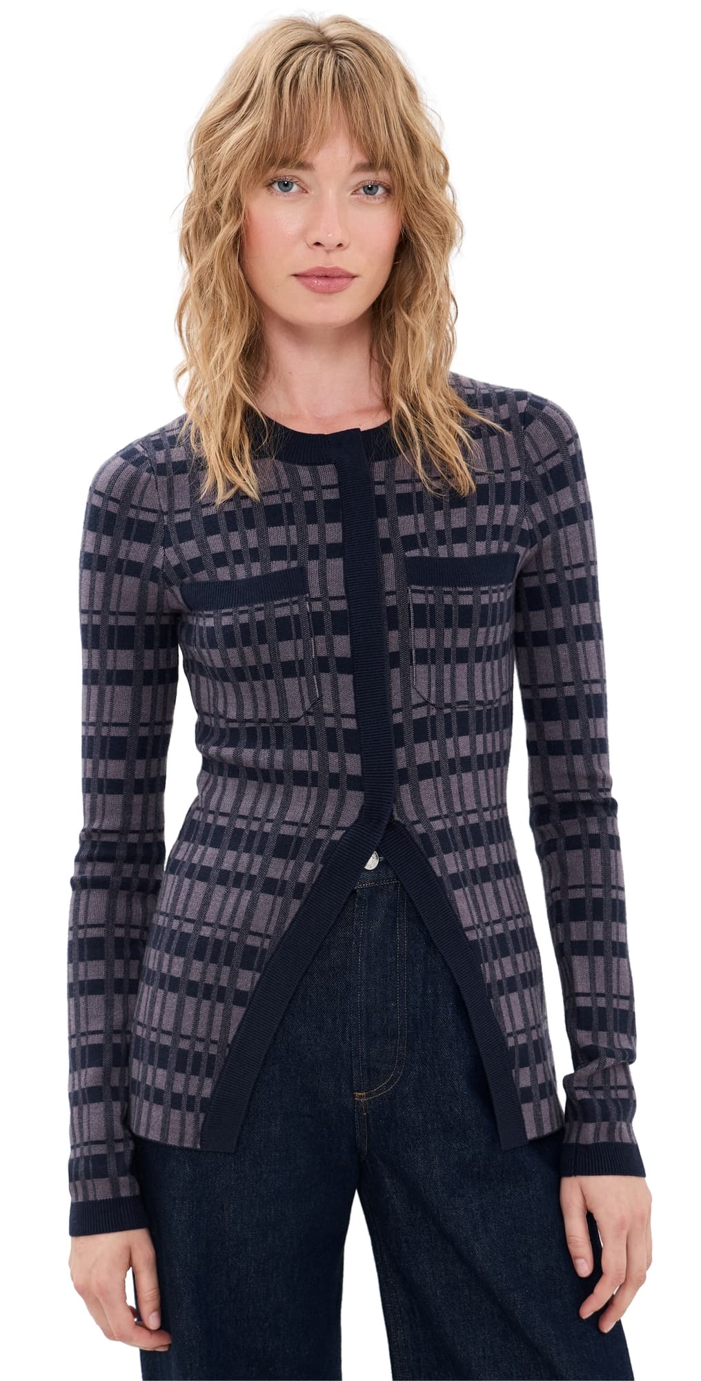Favorite Daughter The Draper Cardigan Navy Plaid
