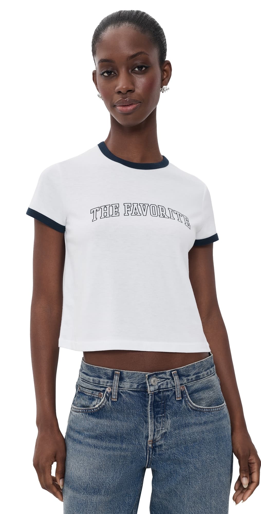 Favorite Daughter The Cropped Favorite Tee White/Navy