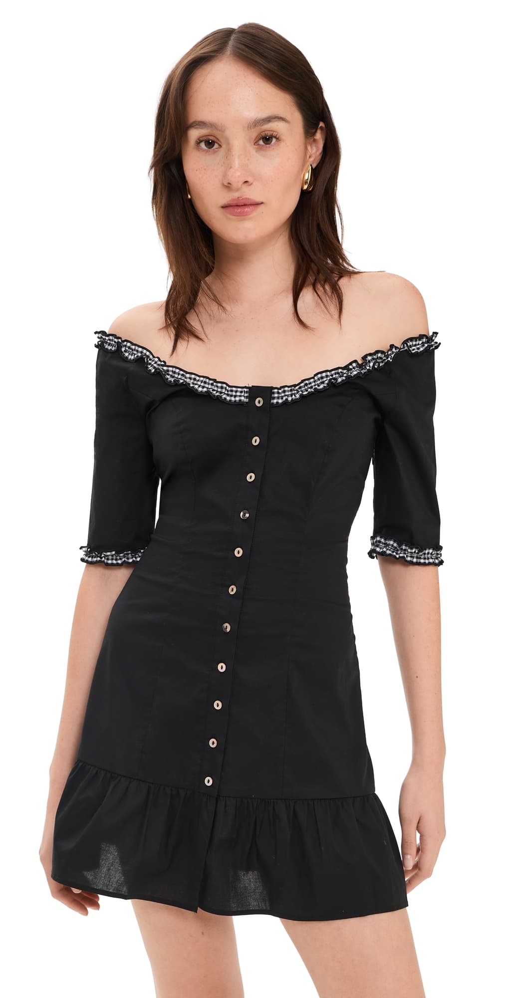 Frankies Bikinis Sweet Dreams Poplin Mini Dress Black