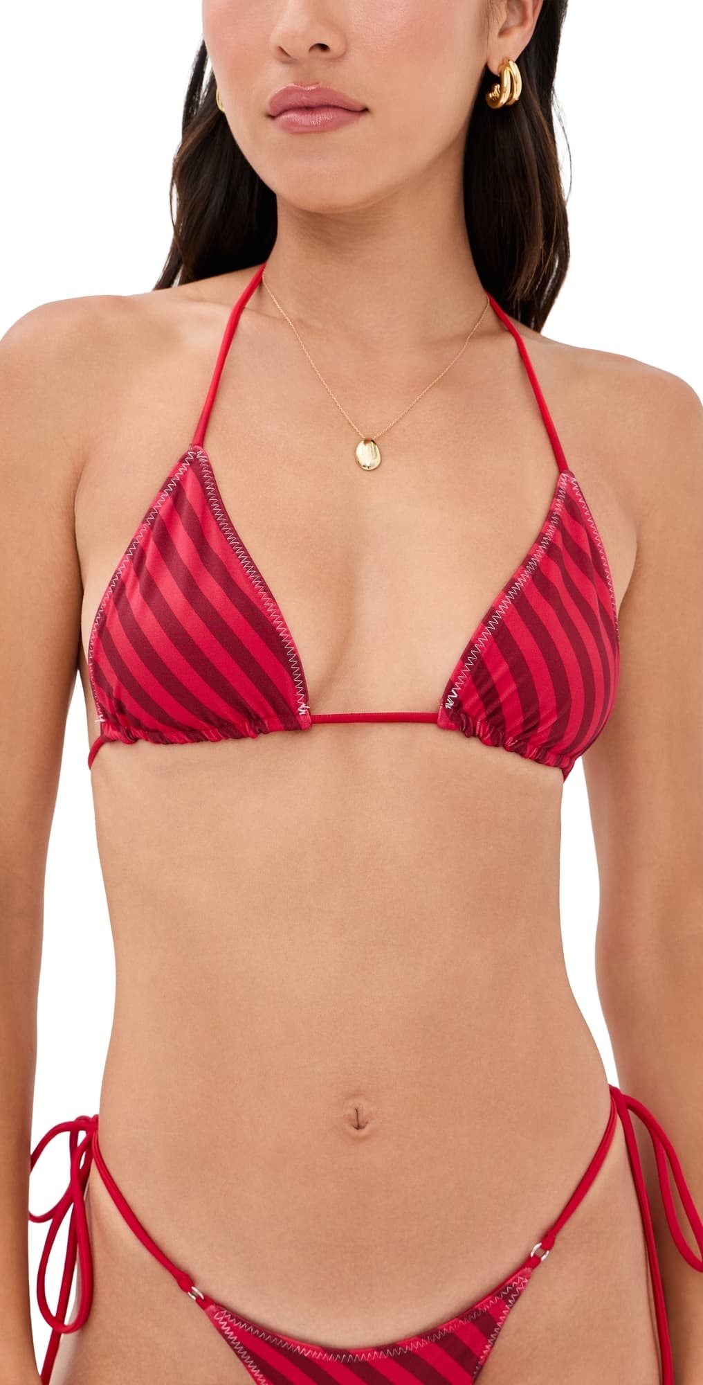 Frankies Bikinis Nick Satin Bikini Top Spring Stripe