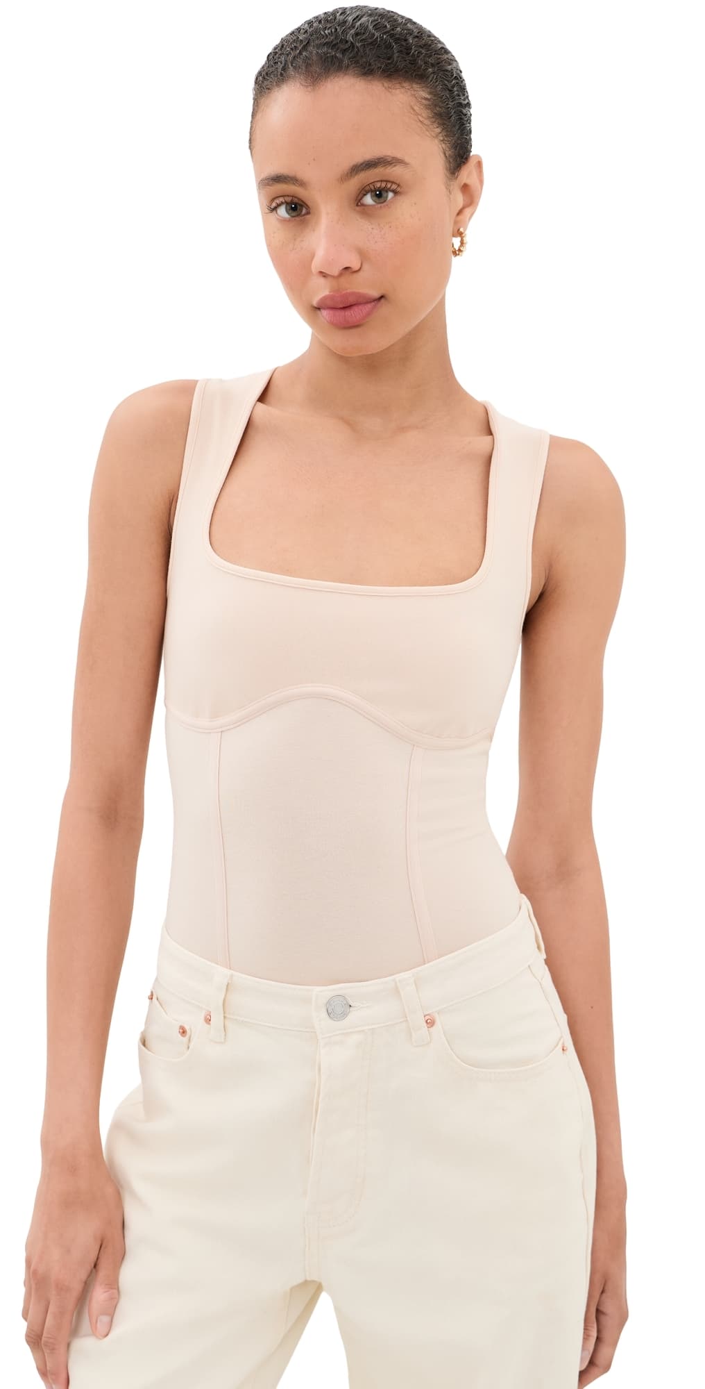Fleur du Mal Scoop Bodysuit Tahini