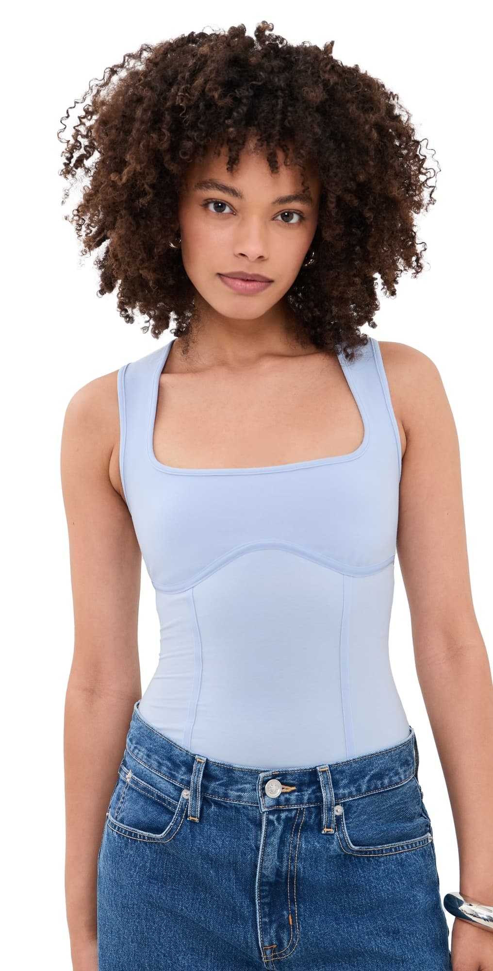 Fleur du Mal Cotton Scoop Neck Thong Bodysuit Ice Queen