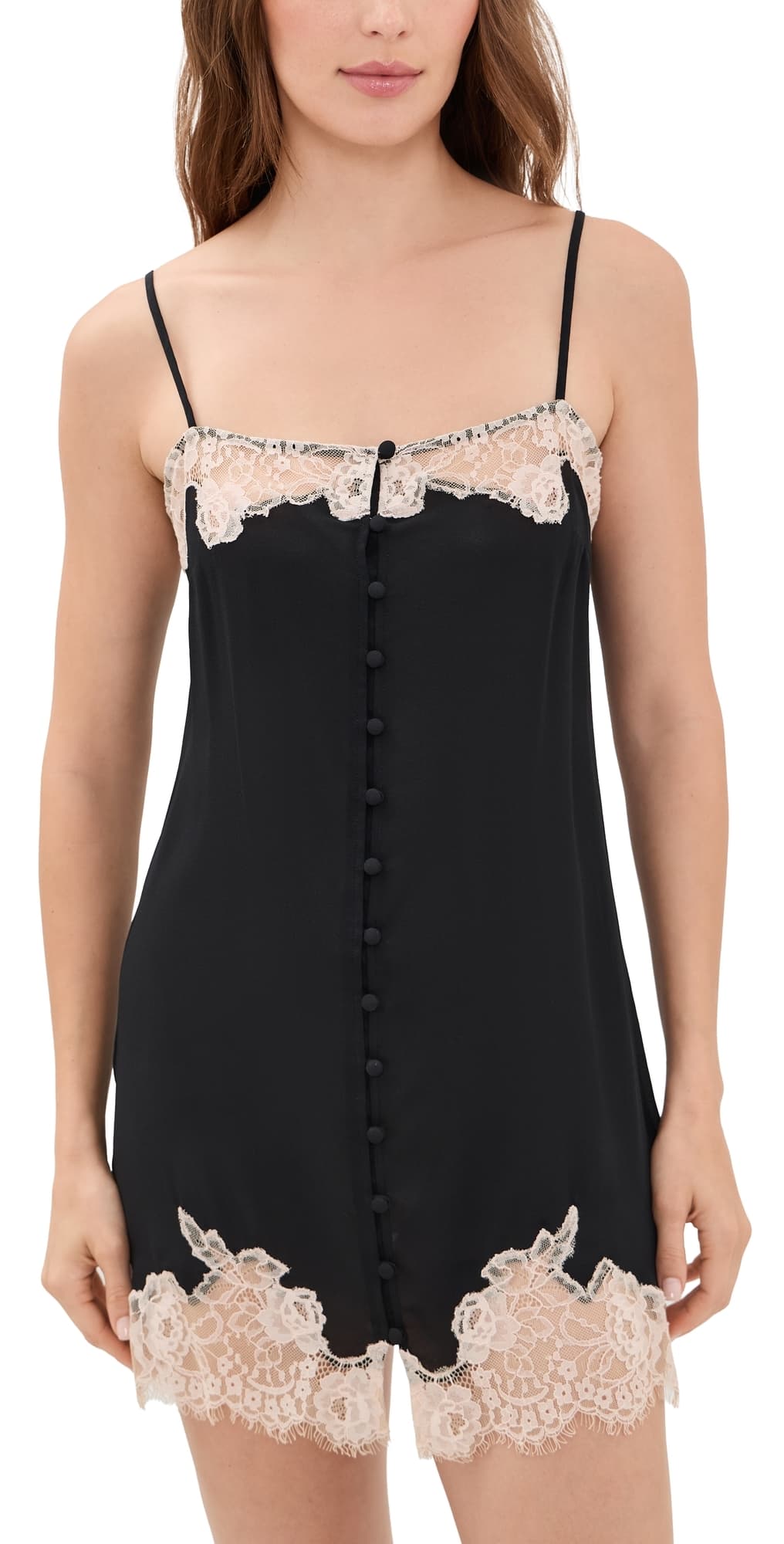 Fleur du Mal Juliet Button Silk Slip Black