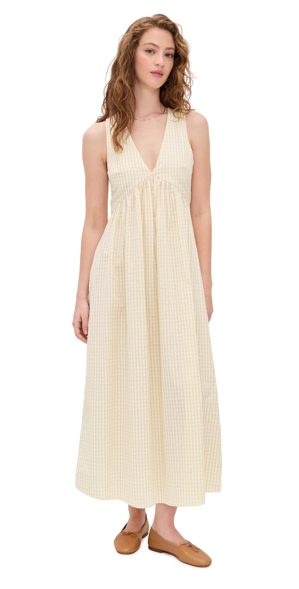 FAITHFULL Lune Midi Dress Butter Textured Gingham