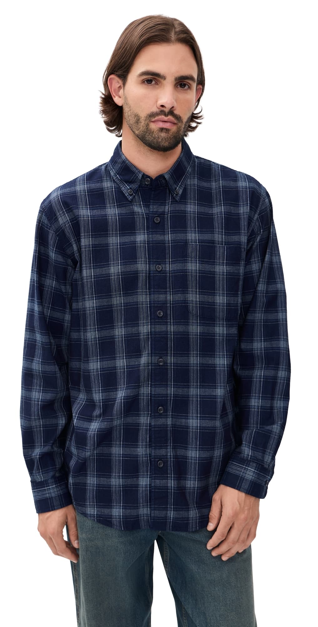 Filson Chambray Button-Down Shirt Dark Indigo Plaid