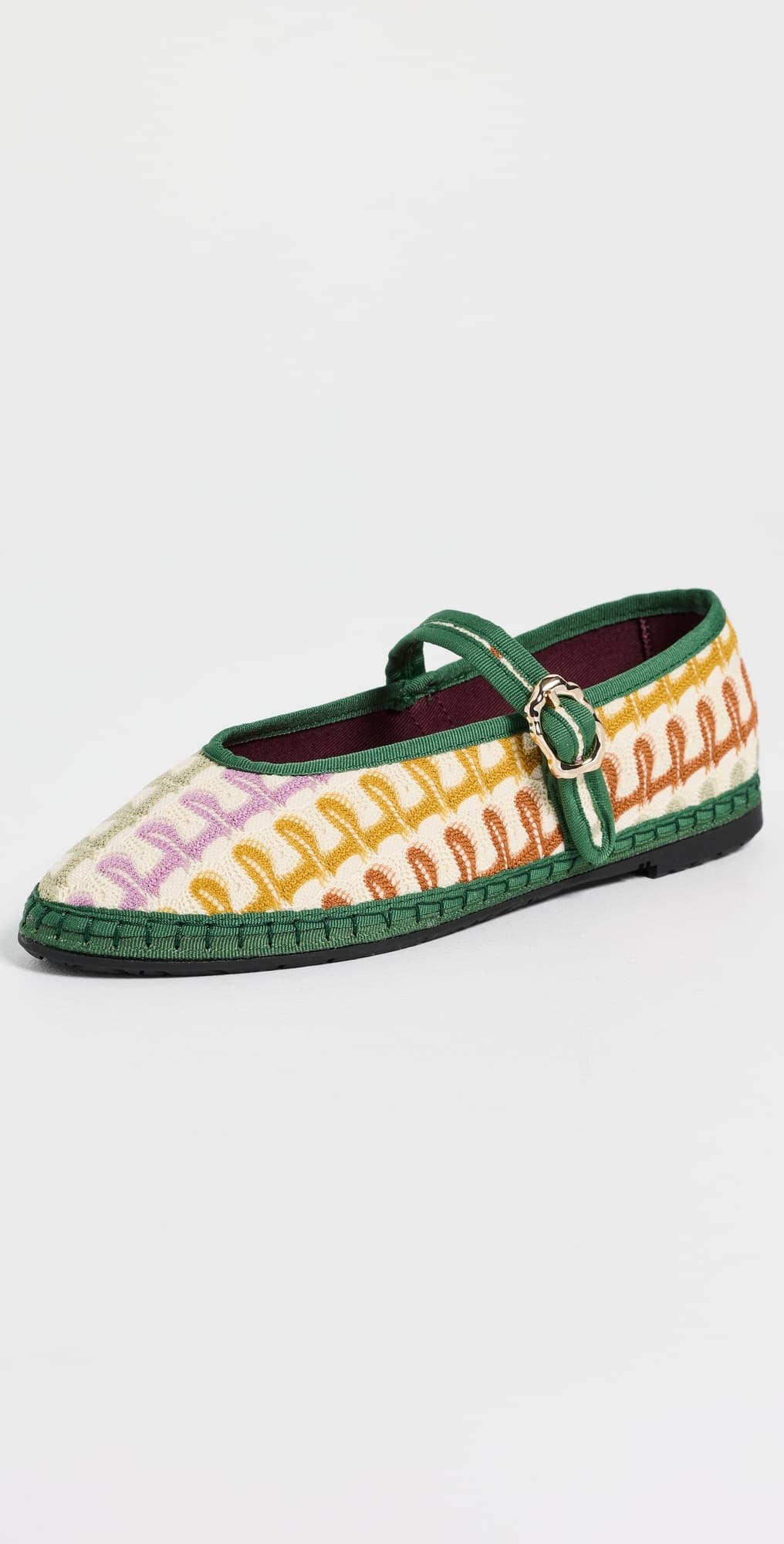 Flabelus Pierre Twist Mary Jane Flats Green