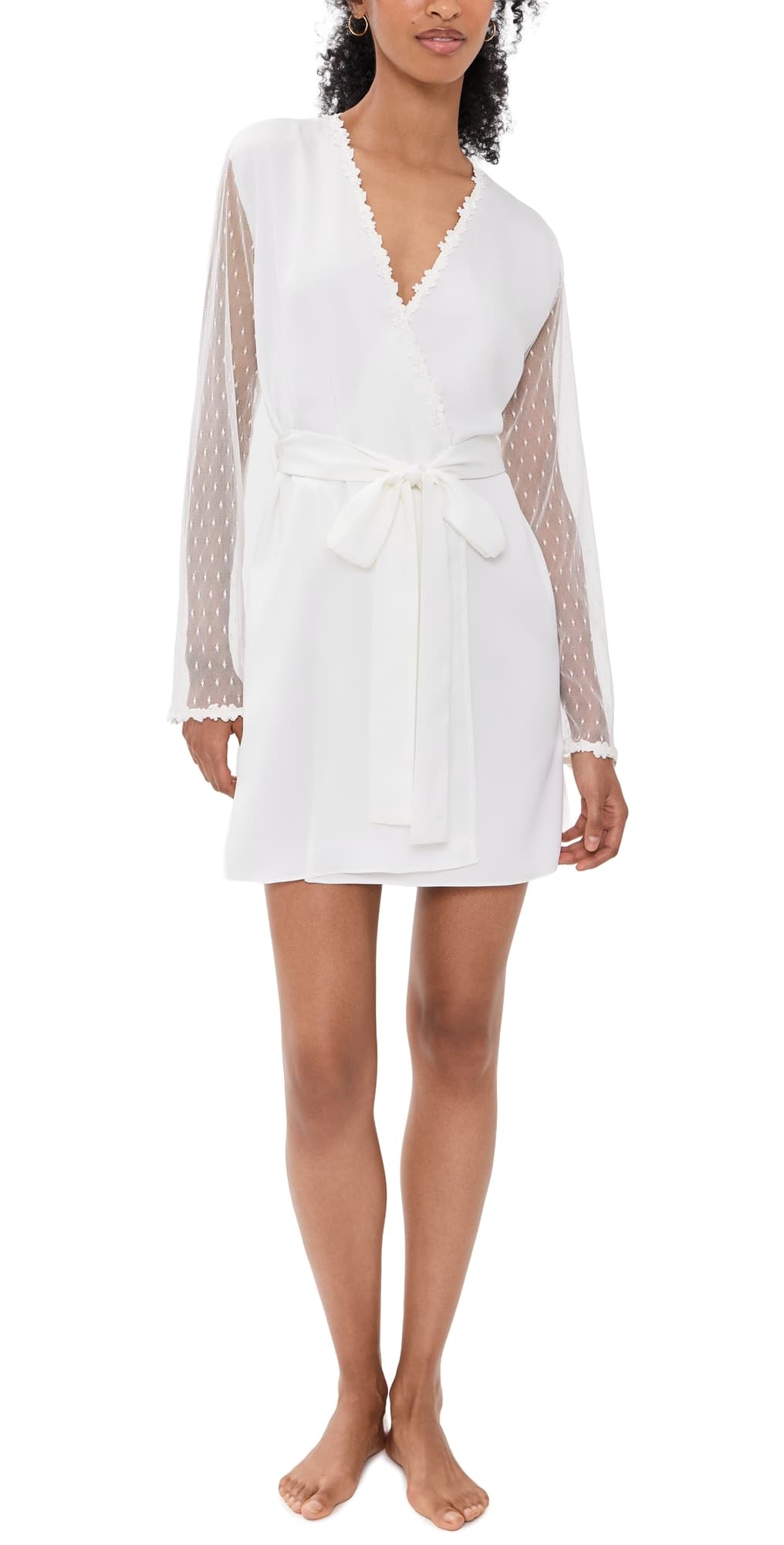 Flora Nikrooz Showstopper Charmeuse Robe Ivory