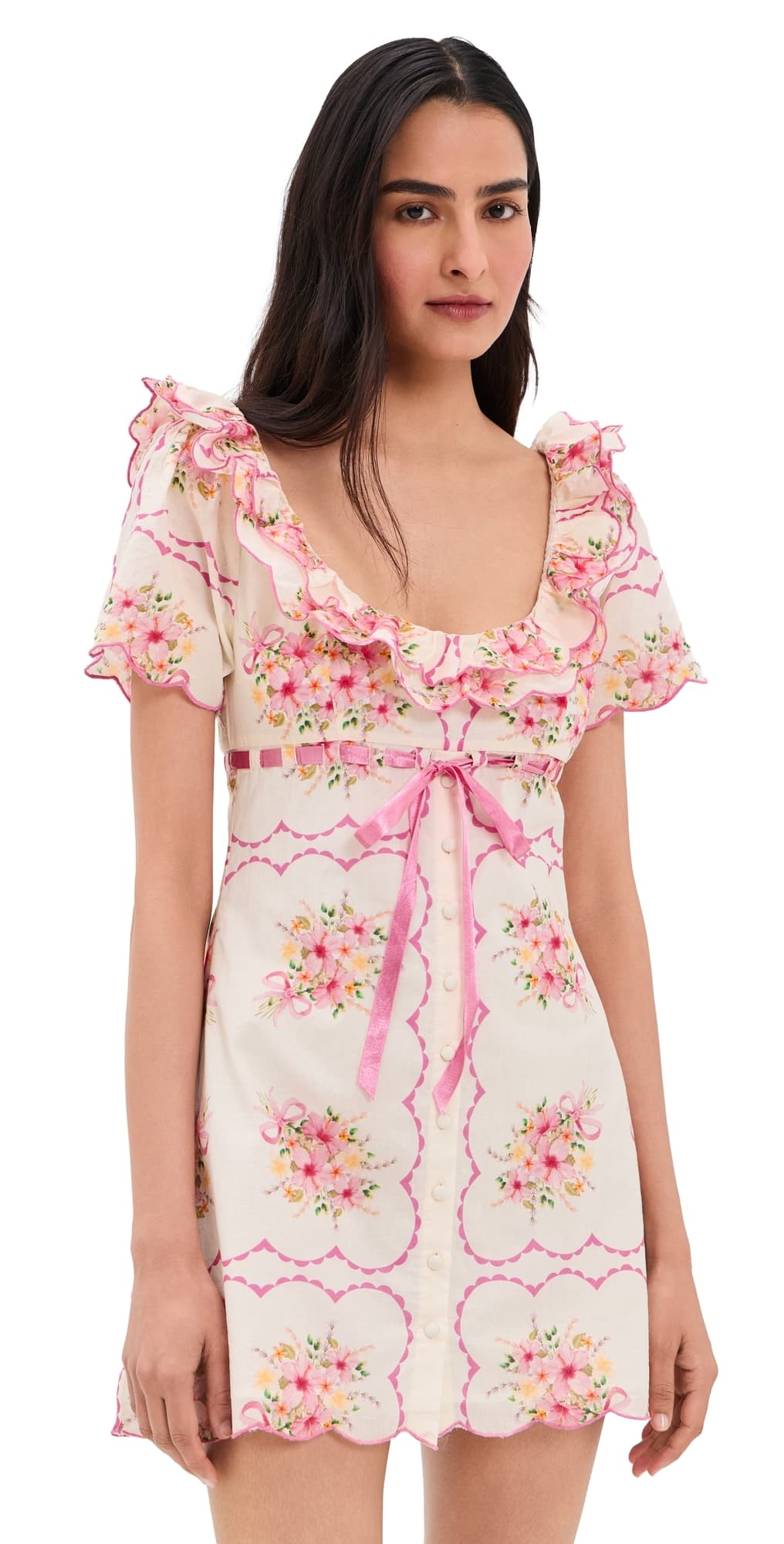 For Love & Lemons Scarlett Mini Dress Cream