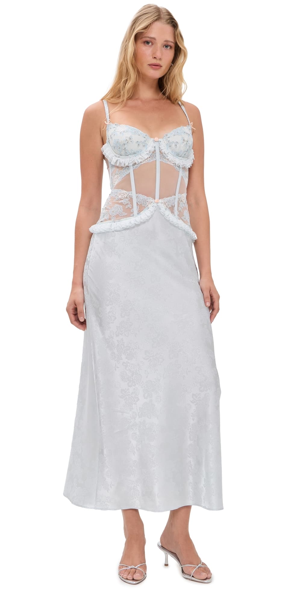 For Love & Lemons Maribel Maxi Slip Dress Blue
