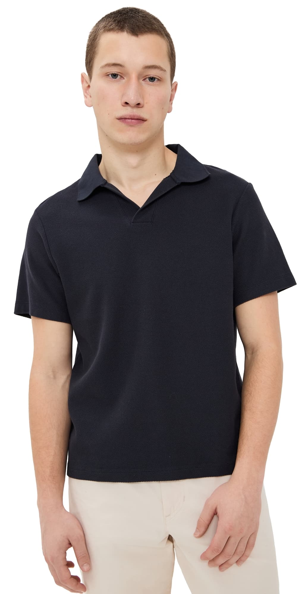 FRAME Short Sleeve Jacquard Polo Dark Navy
