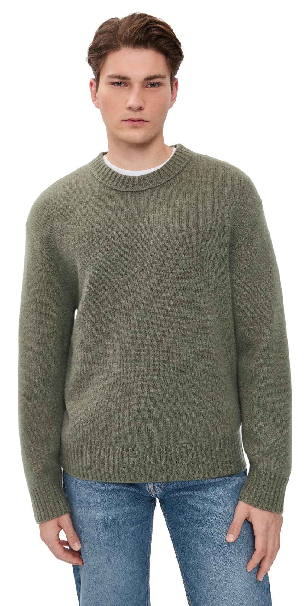 FRAME Cashmere Crew Neck Sweater Smoky Green