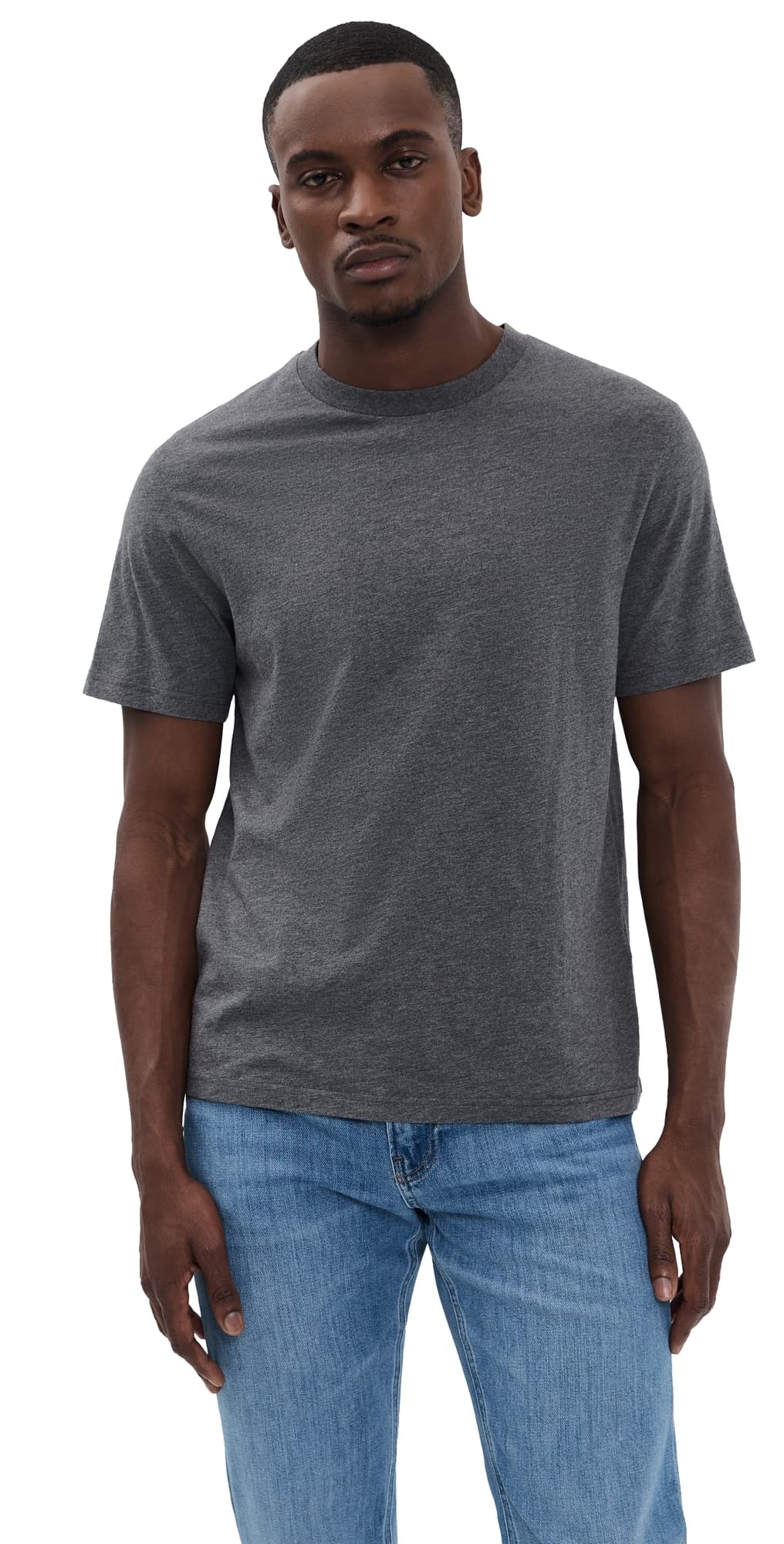FRAME Short Sleeve Light Cotton Tee Grey Melange