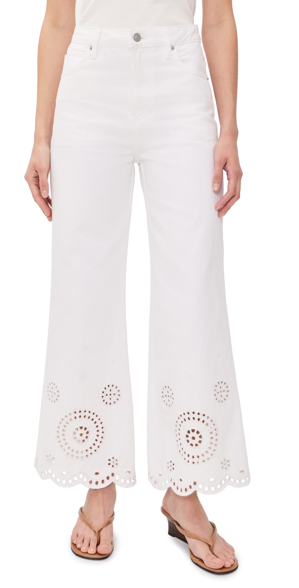 FRAME The Eyelet Wide Flare Jeans White