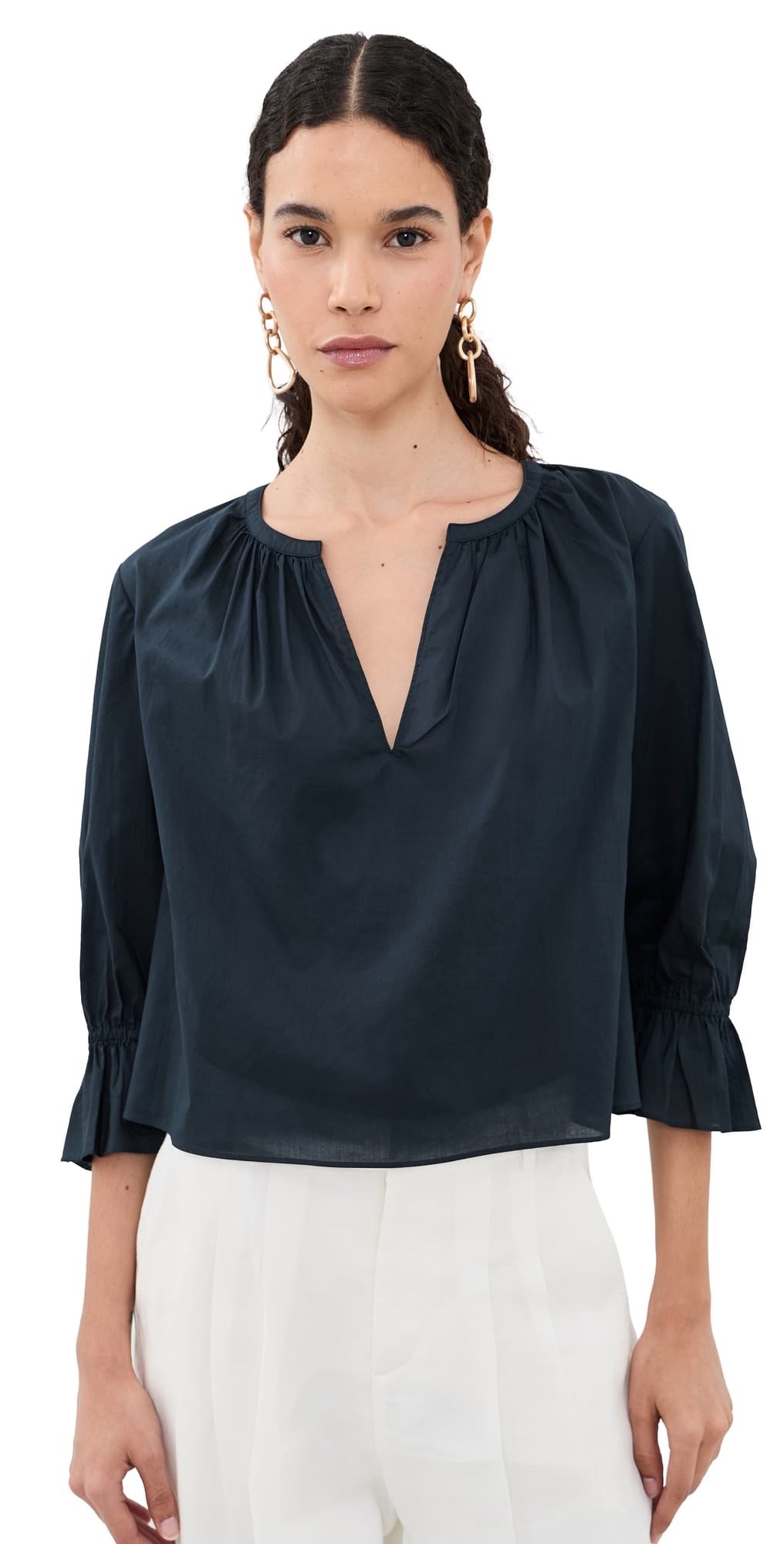 FRAME The Poet Blouse Navy
