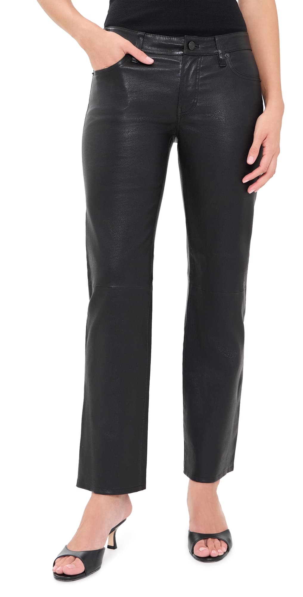 FRAME The Leather Cigarette Pants Black