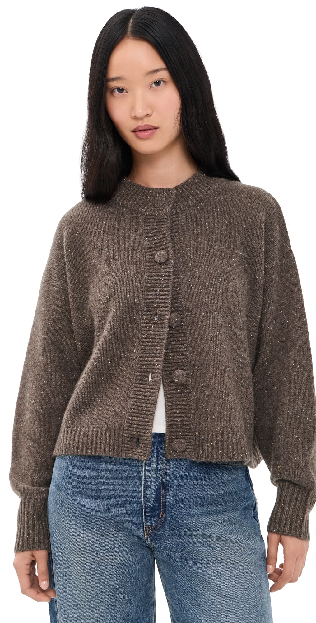 FRAME The Fleck Cardigan Brown