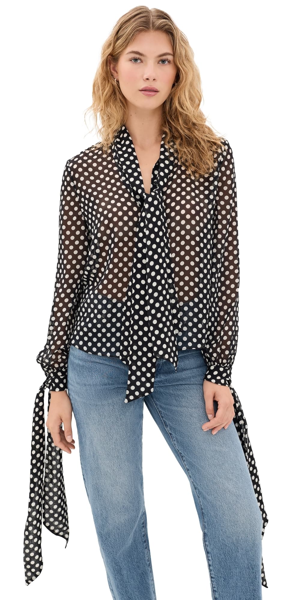 FRAME The Polka Dot Nouvelle Blouse Black multi