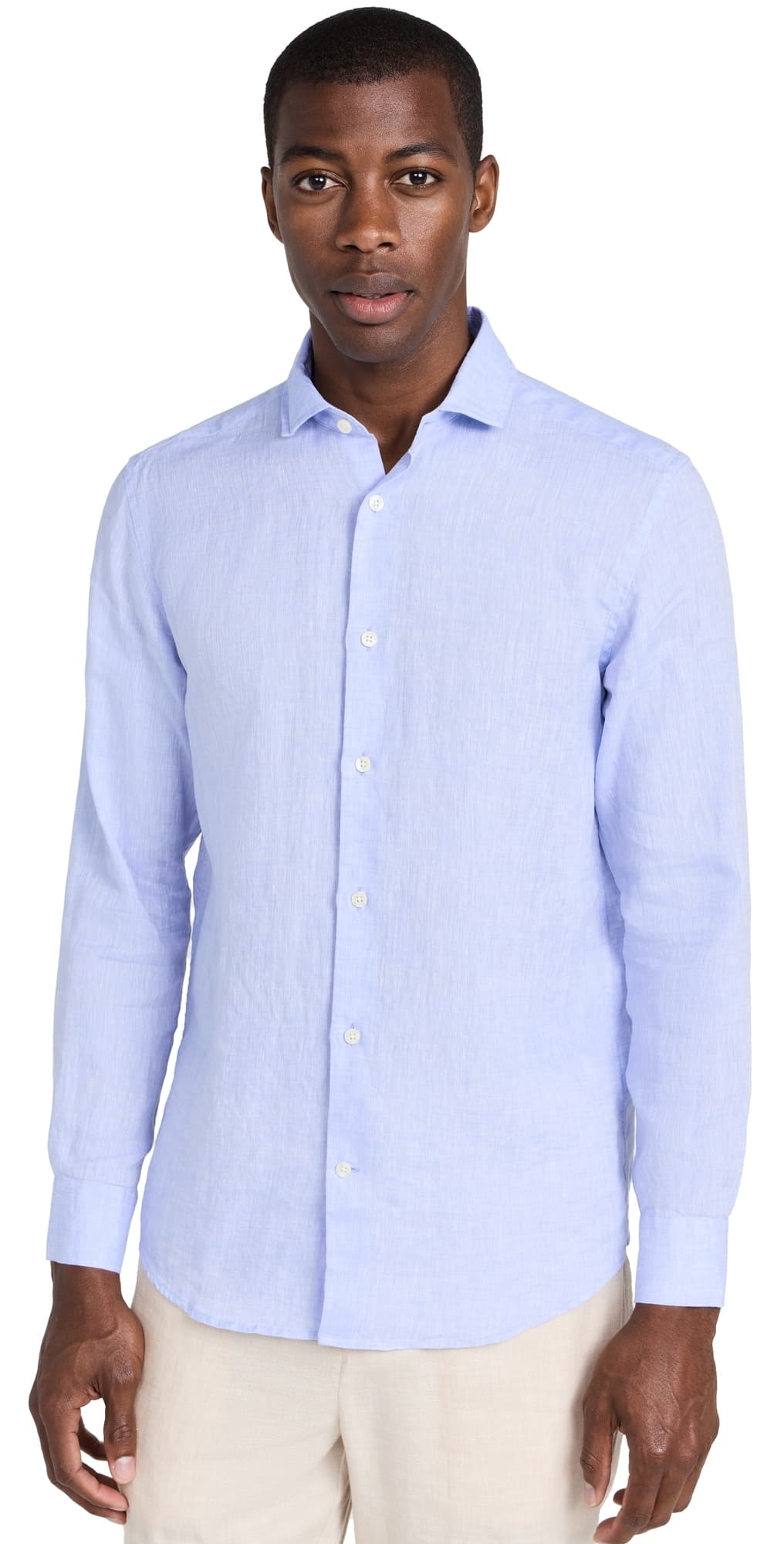 Frescobol Carioca Antonio Linen Shirt Baby Blue