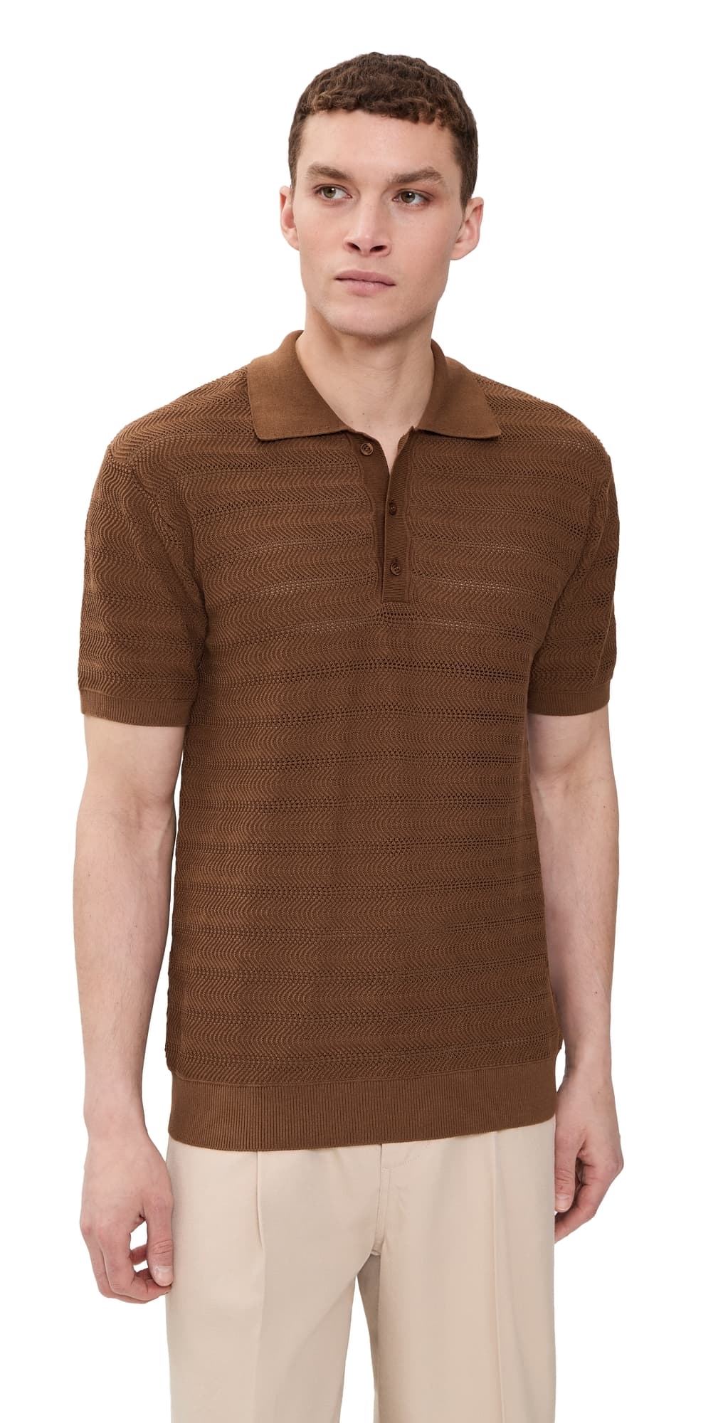 Frescobol Carioca Vidal Cotton Button Up Polo Brown
