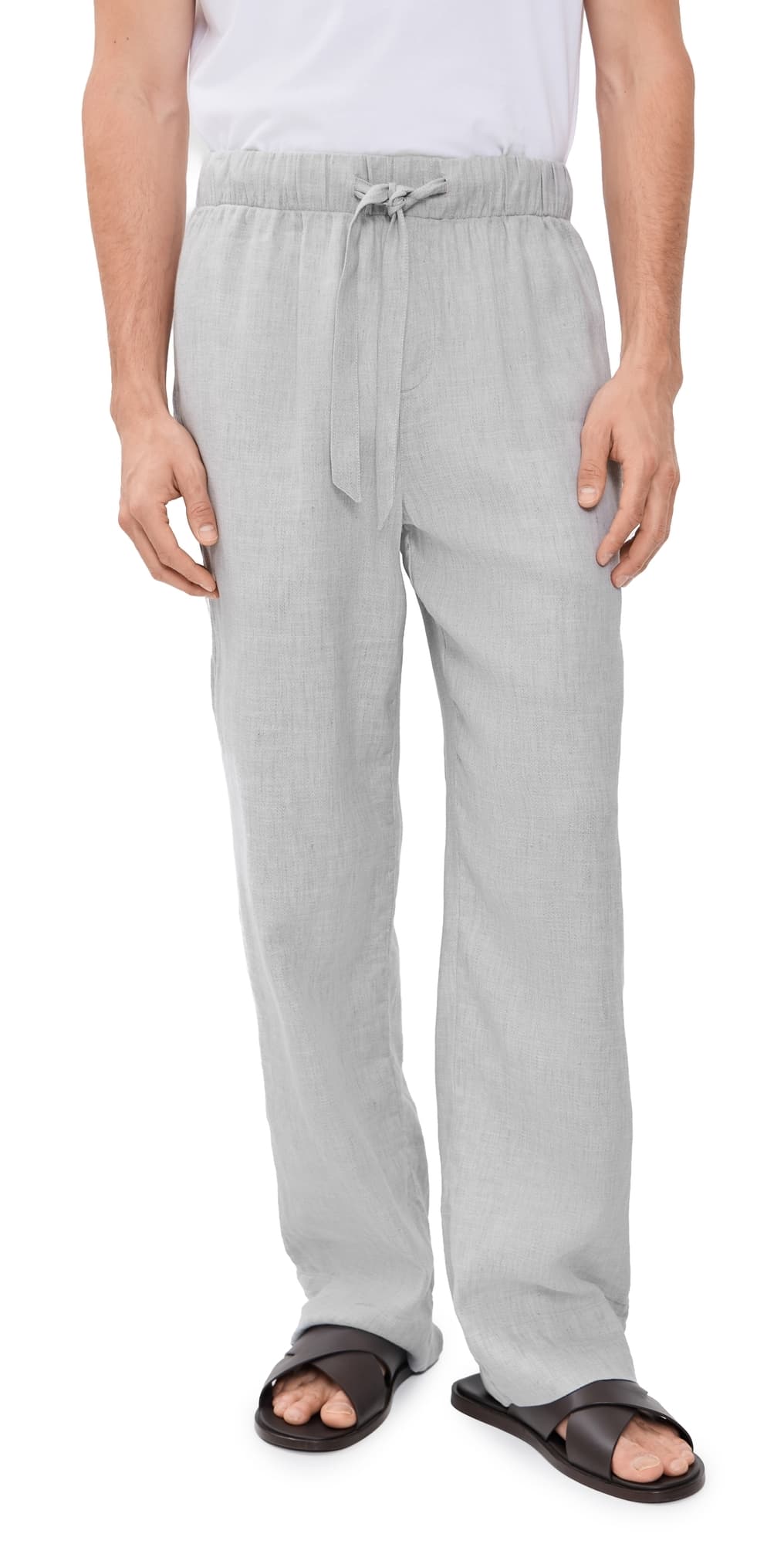 Frescobol Carioca Luan Linen Blend Relaxed Lounge Pants Light Melange Grey